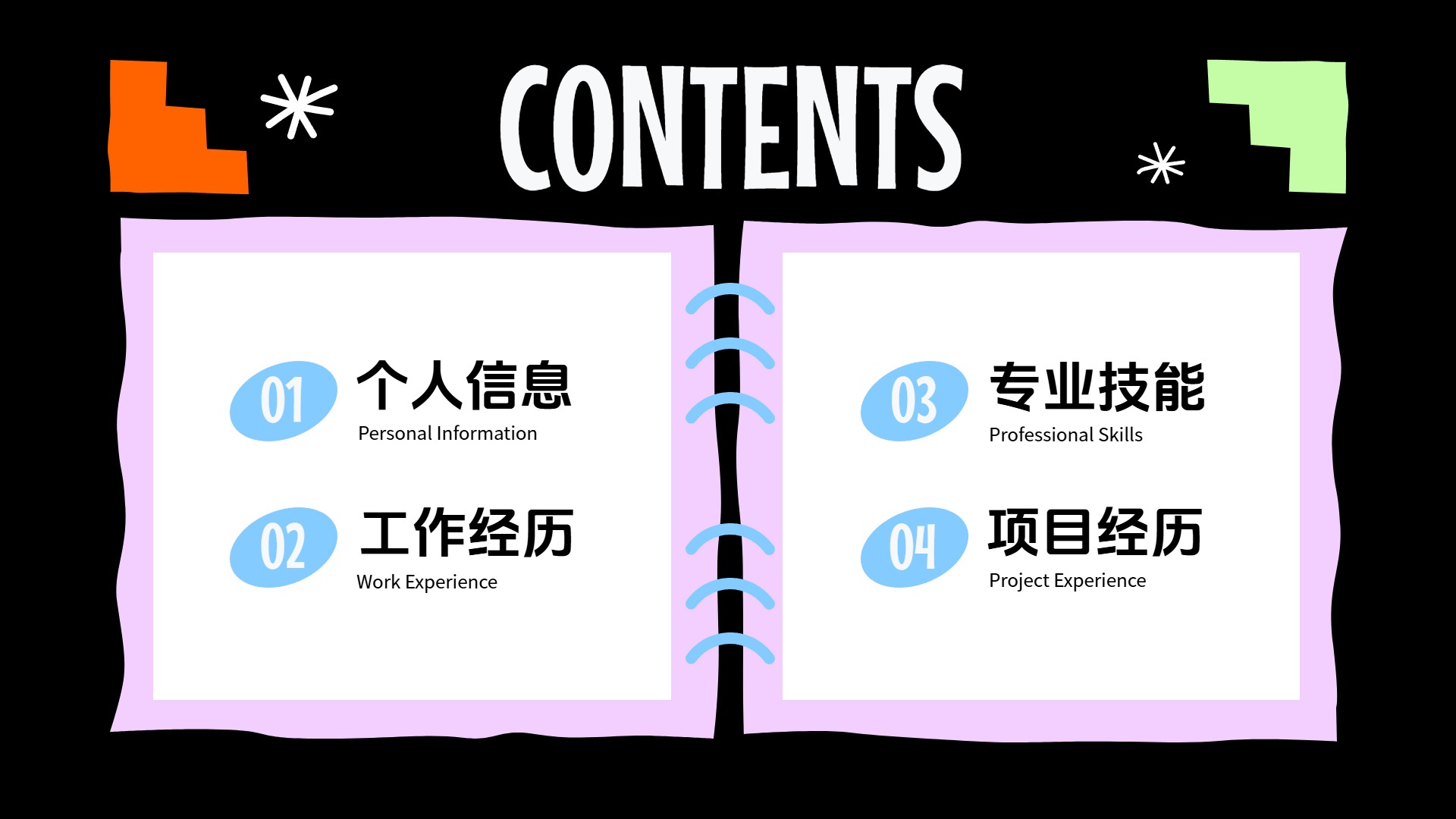 时尚风橙色通用类计划总结自我展示与社交介绍通用PPT模板