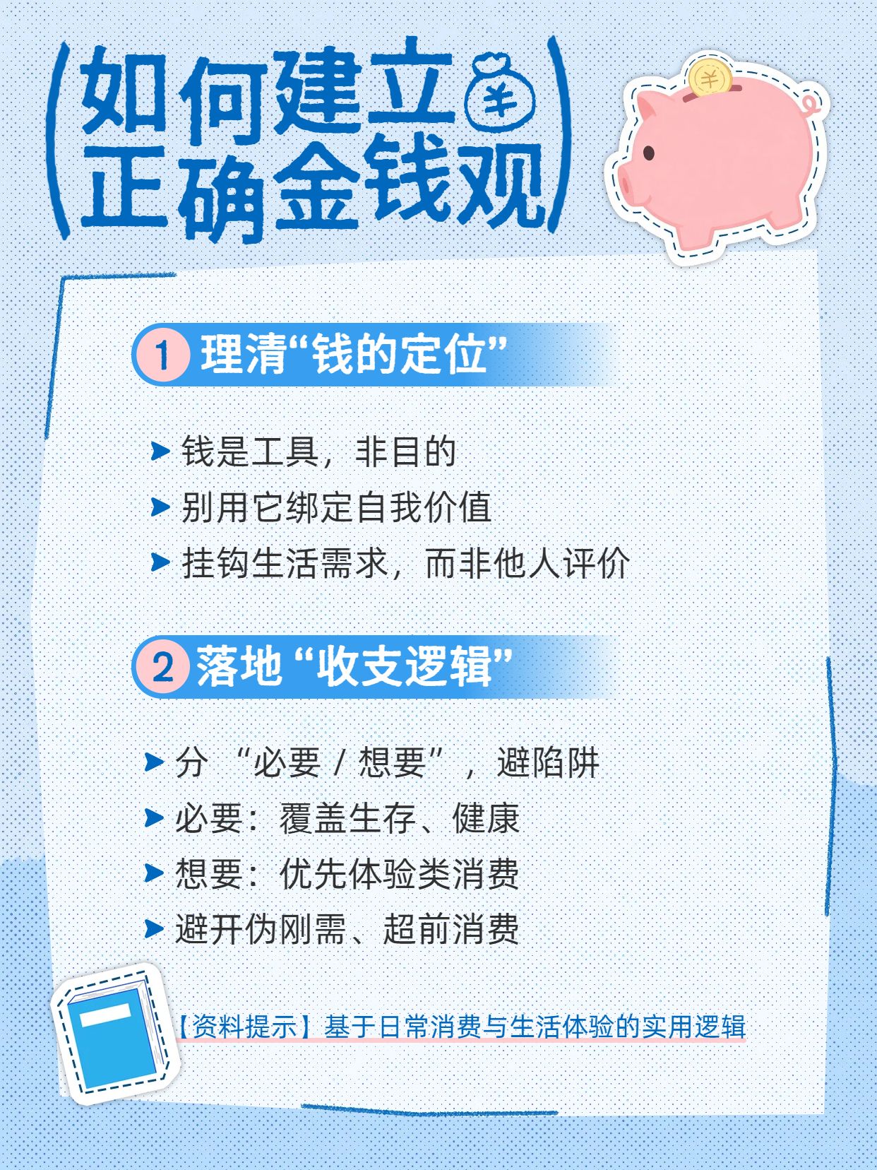 简约风蓝色通用类交流分享怎么建立争取的金钱观小红书封面