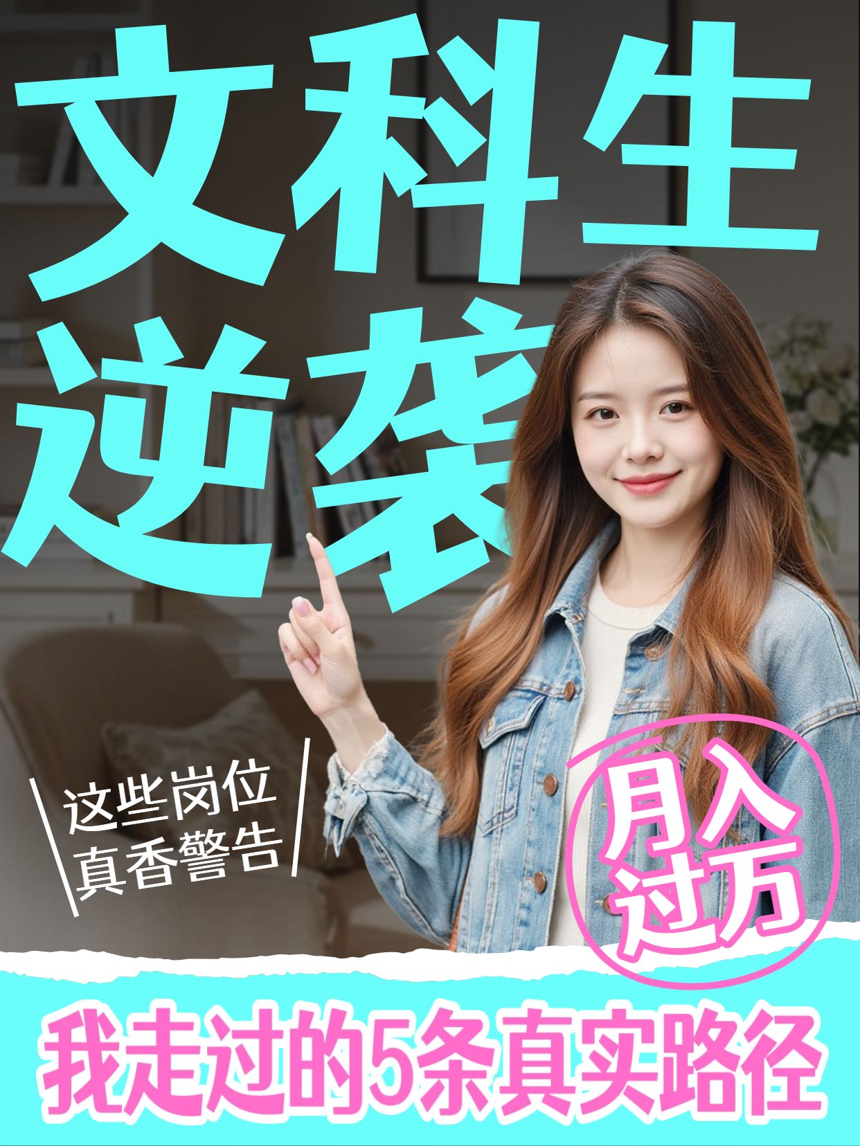 实景风蓝粉色交流分享文科生什么职业能月入过万小红书视频封面