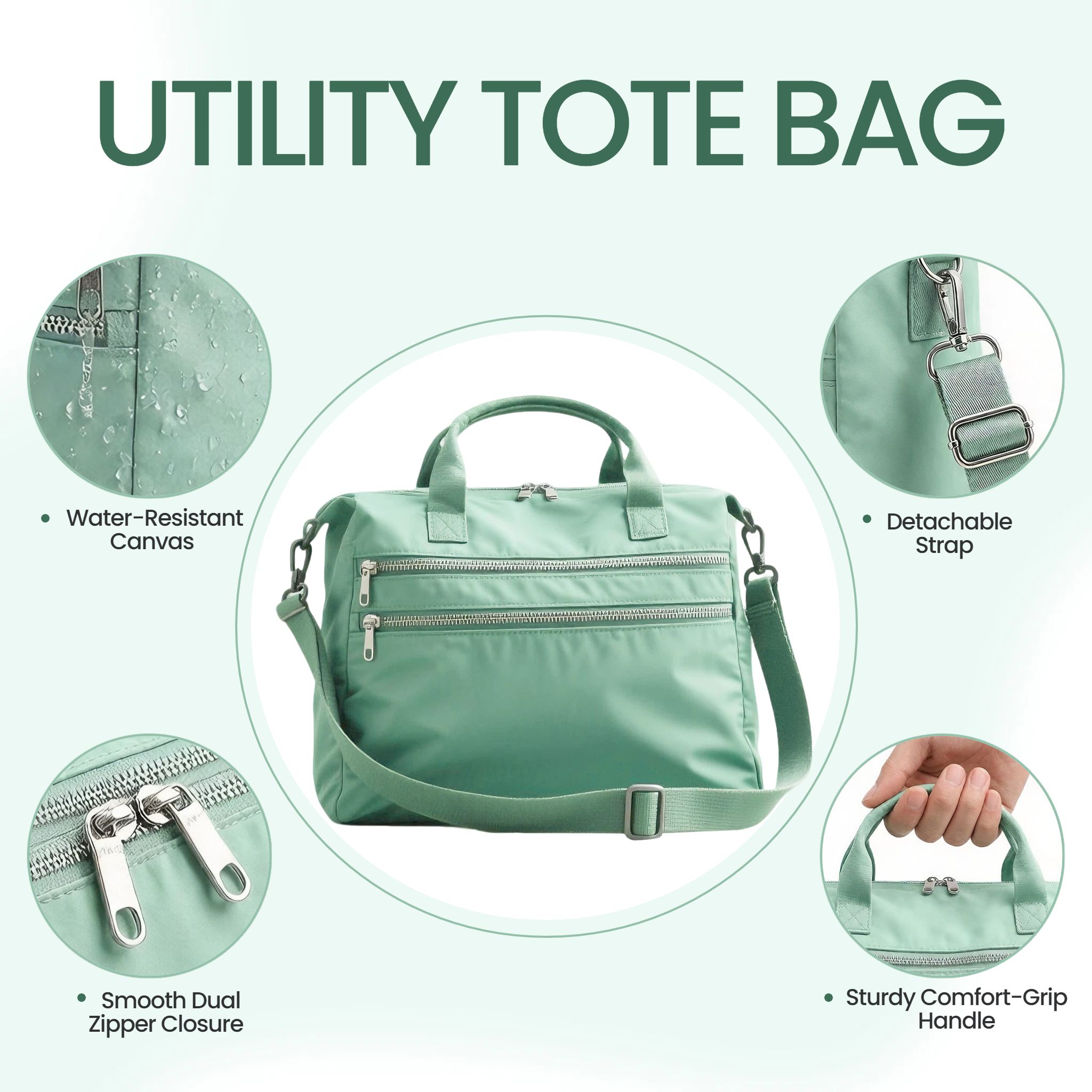 时尚风绿色鞋服箱包类手提包跨境电商主图