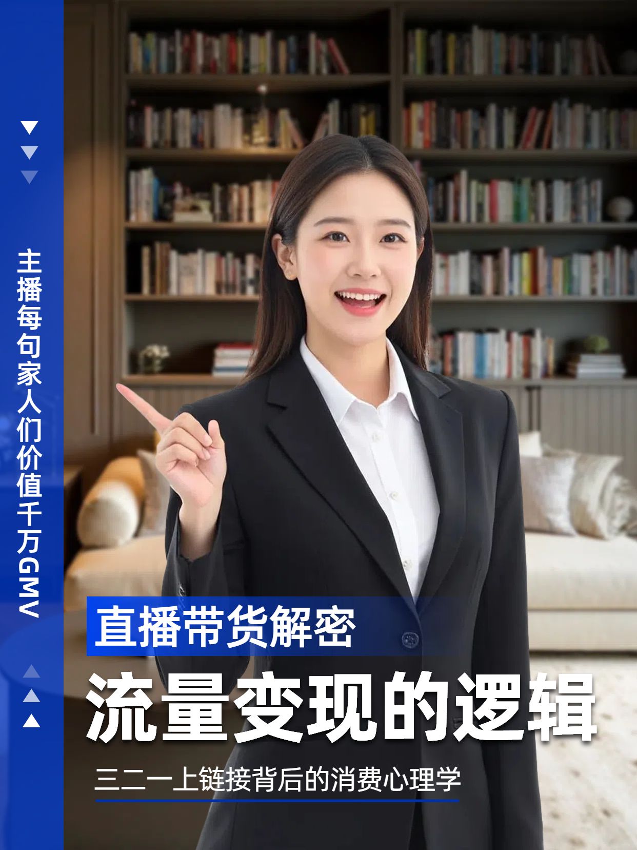 商务实景风蓝棕色交流直播带货背后的经济逻辑小红书竖版视频封面