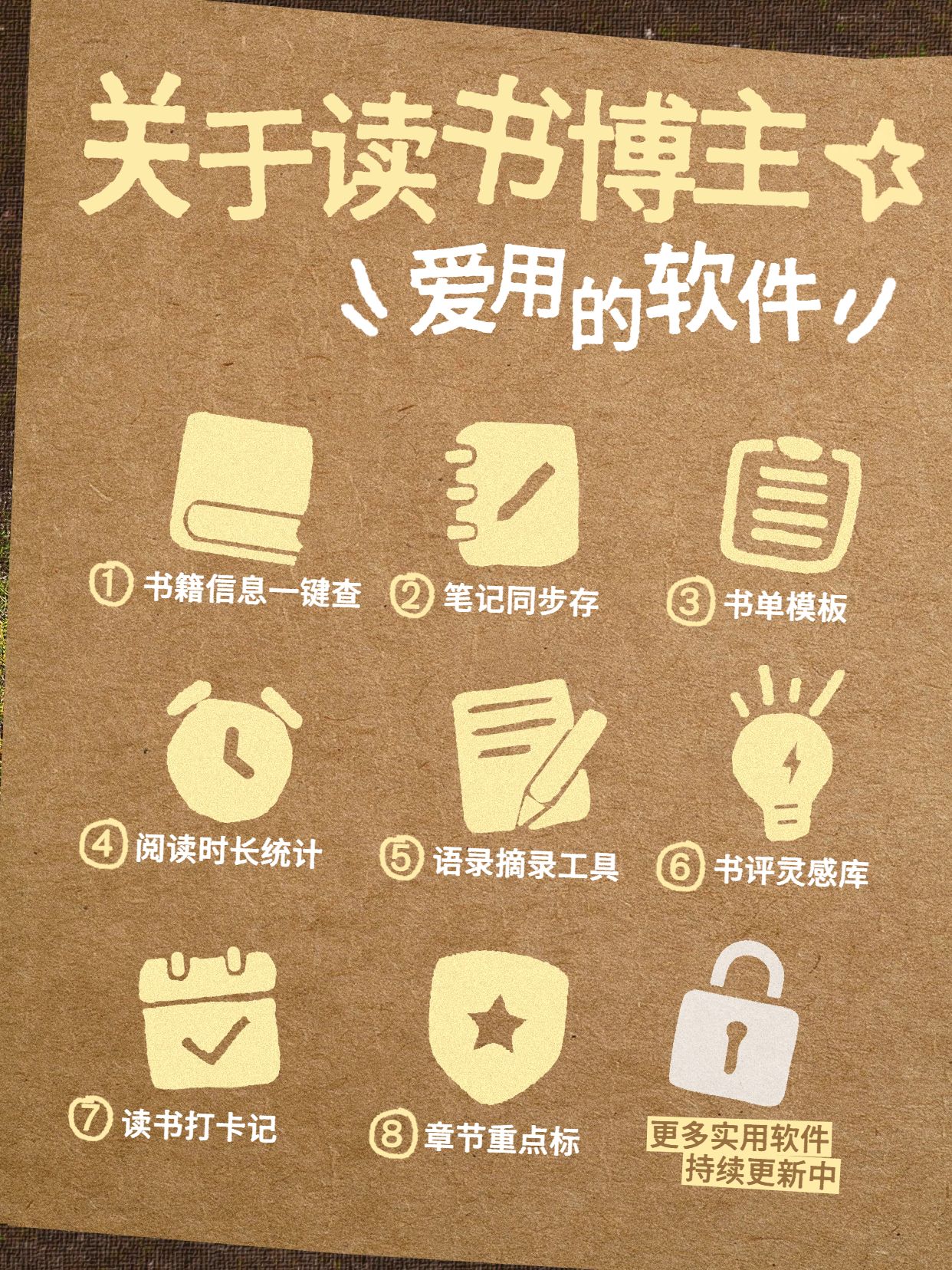 简约风橙黄色通用类交流分享读书博主爱用的软件小红书封面