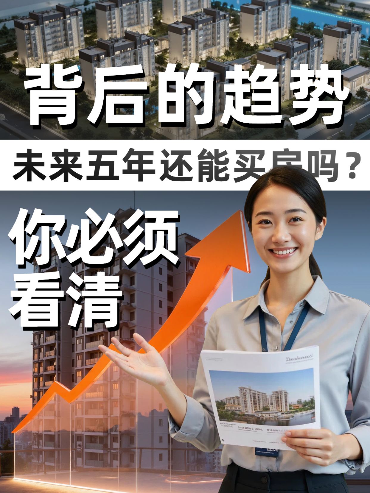 拼贴实景风蓝色交流分享未来五年还能买房吗小红书视频封面