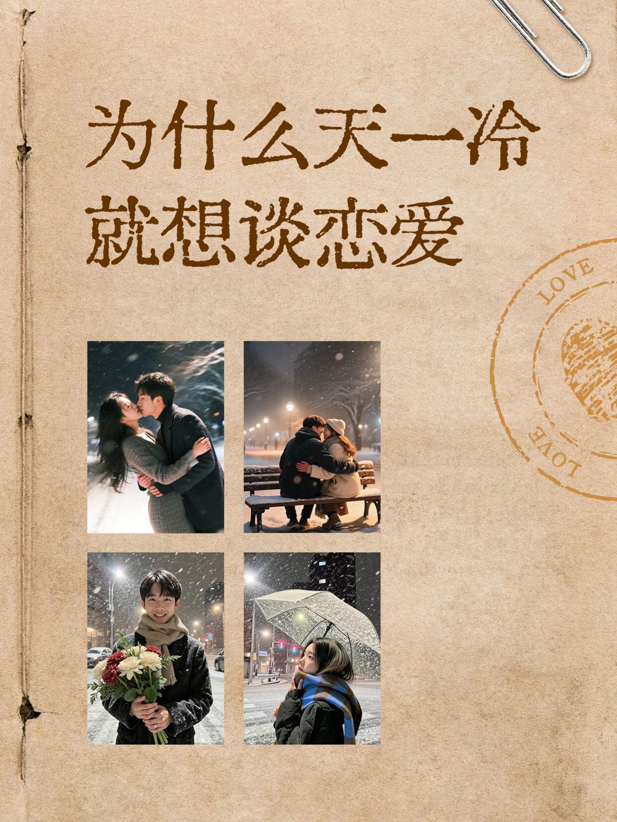 简约时尚风橙色通用类为什么天一冷就想谈恋爱小红书封面