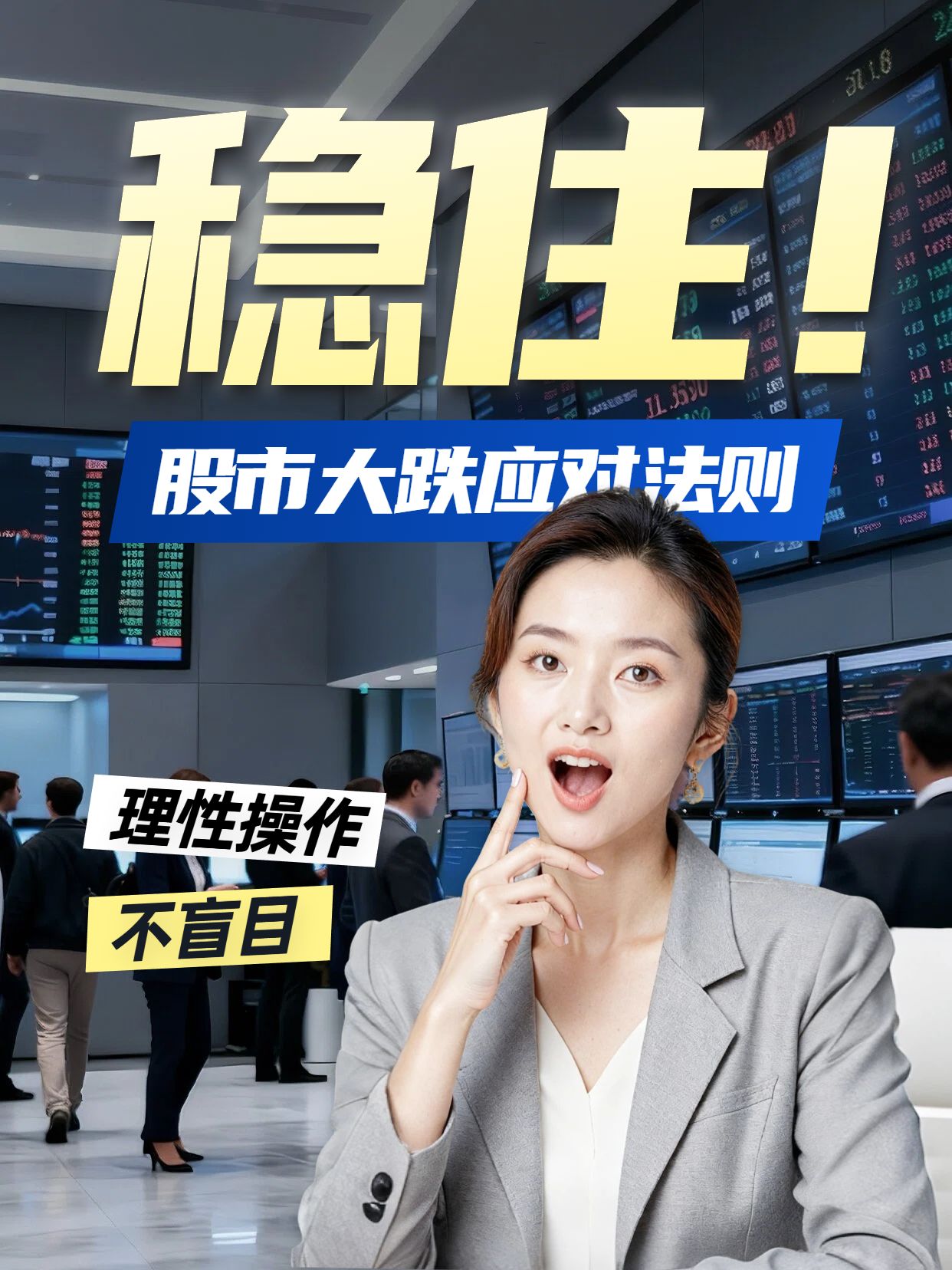 实景风黄灰色金融保险类如何应对股市大跌小红书视频封面