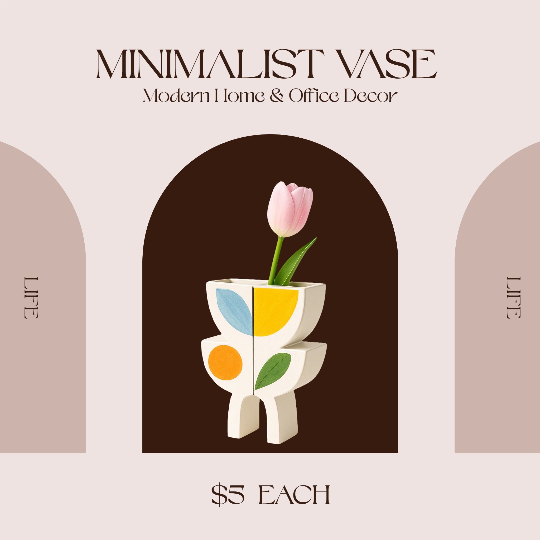 时尚风棕色生活百货类营销带货家居百货类花瓶跨境电商主图