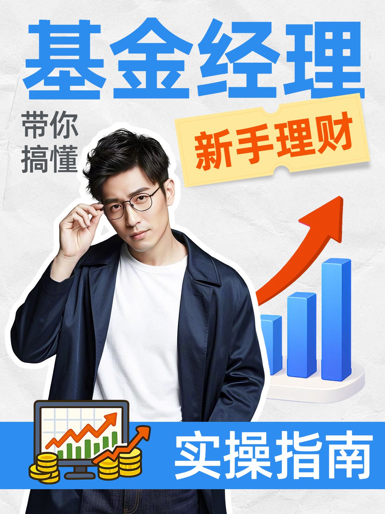 拼贴风蓝色金融保险交流基金经理教你理财小红书竖版视频封面