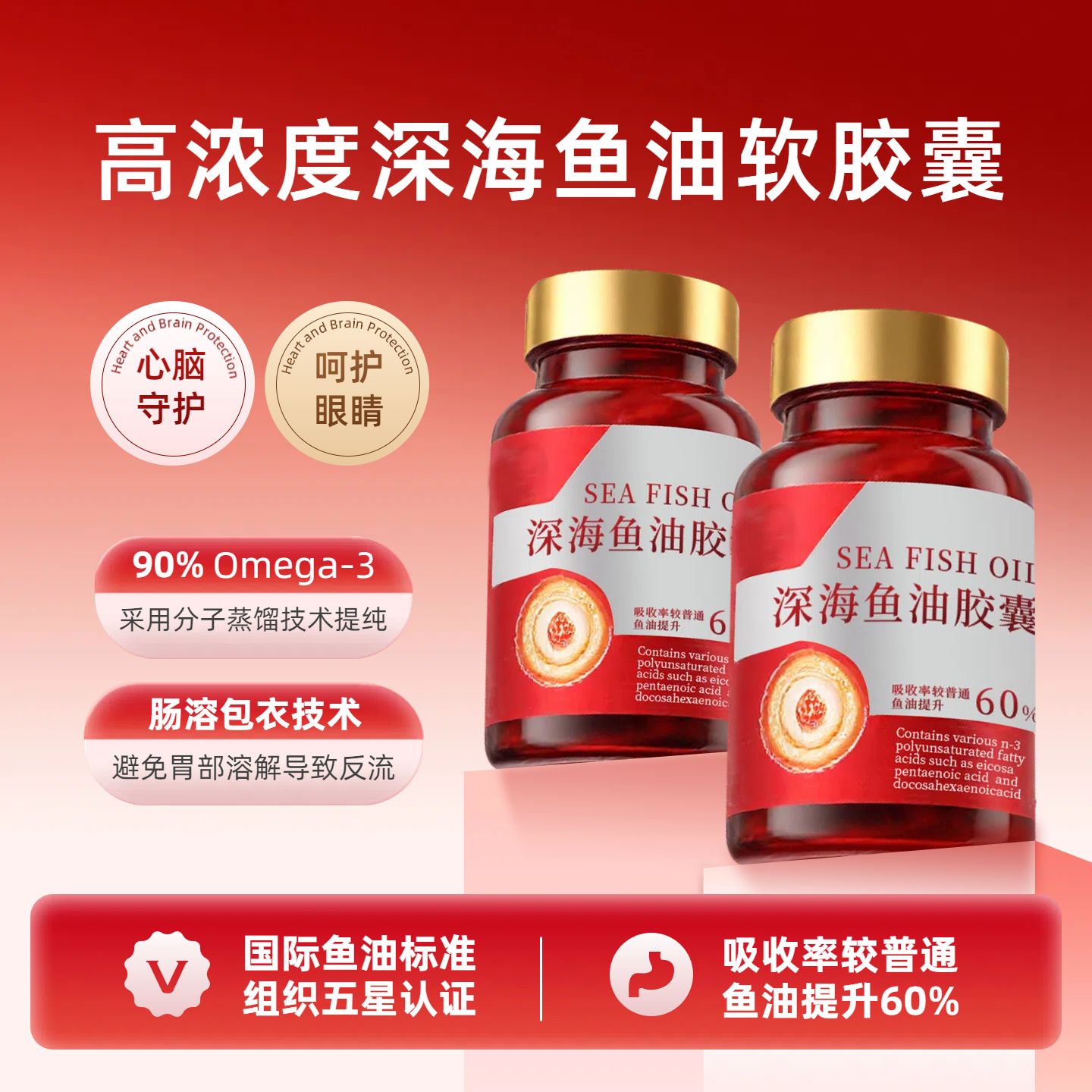 时尚风红色医疗保健类营销带货保健类电商主图