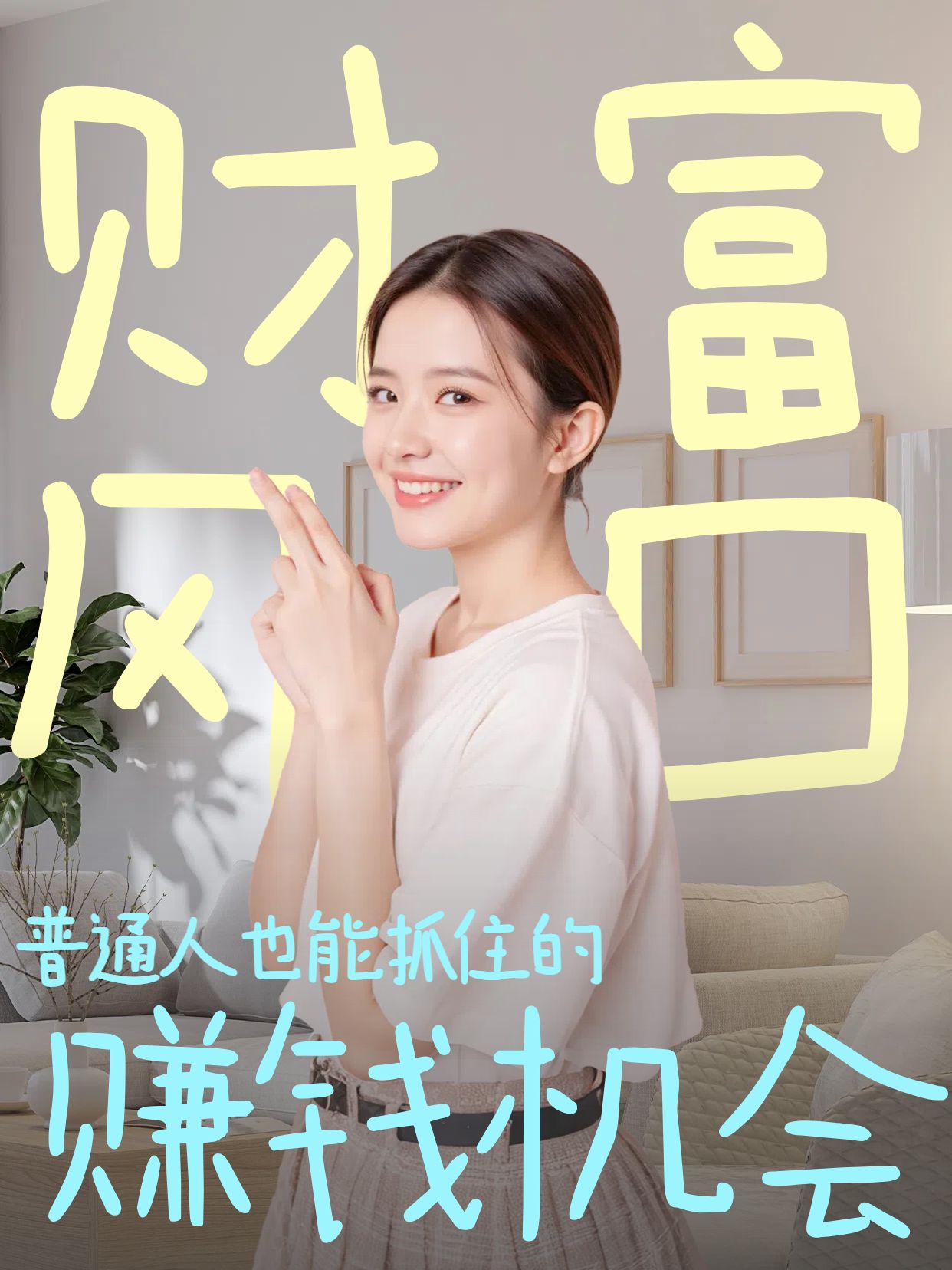 实景风黄色通用类交流分享赚钱风口有哪些小红书竖版视频封面