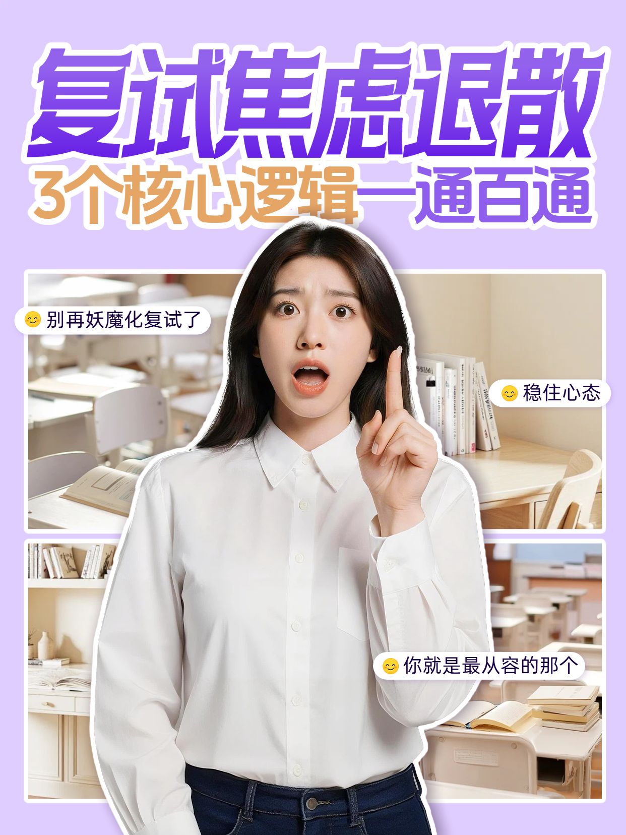 拼贴风紫色通用类交流分享发现考研复试其实很水小红书视频封面