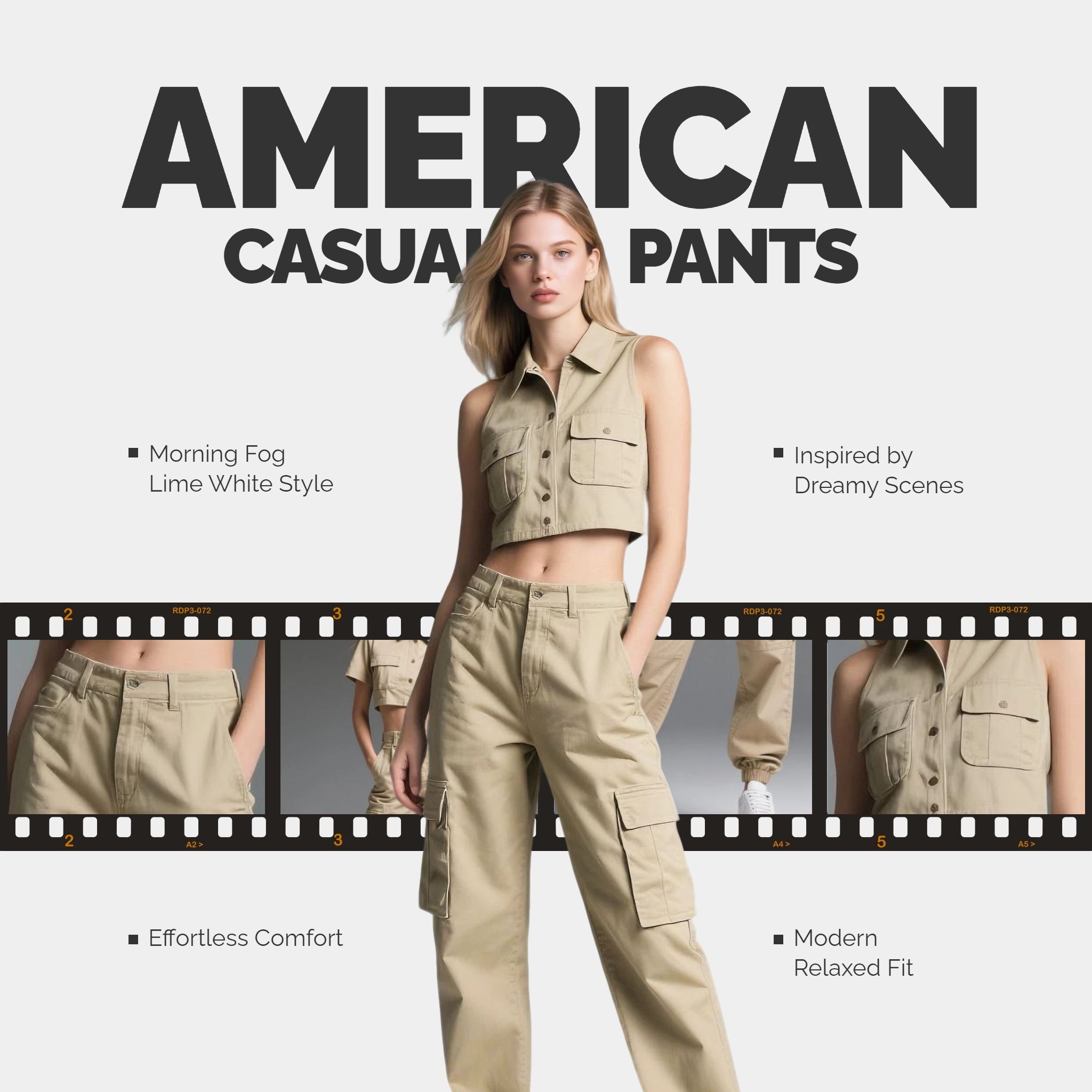 时尚风黄色鞋服箱包类休闲裤跨境电商主图