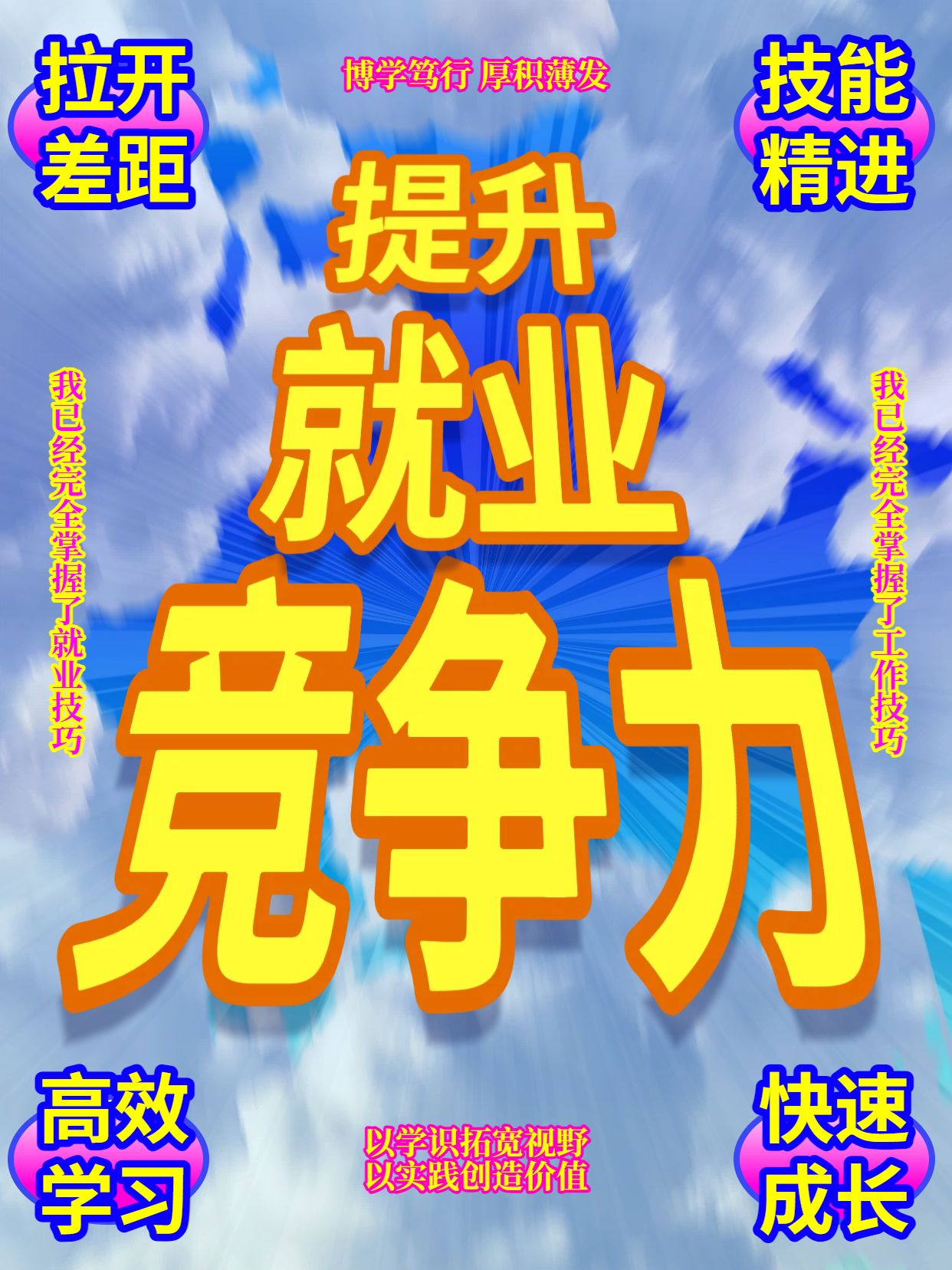 简约大字风黄色蓝色交流分享如何提高就业竞争力小红书封面