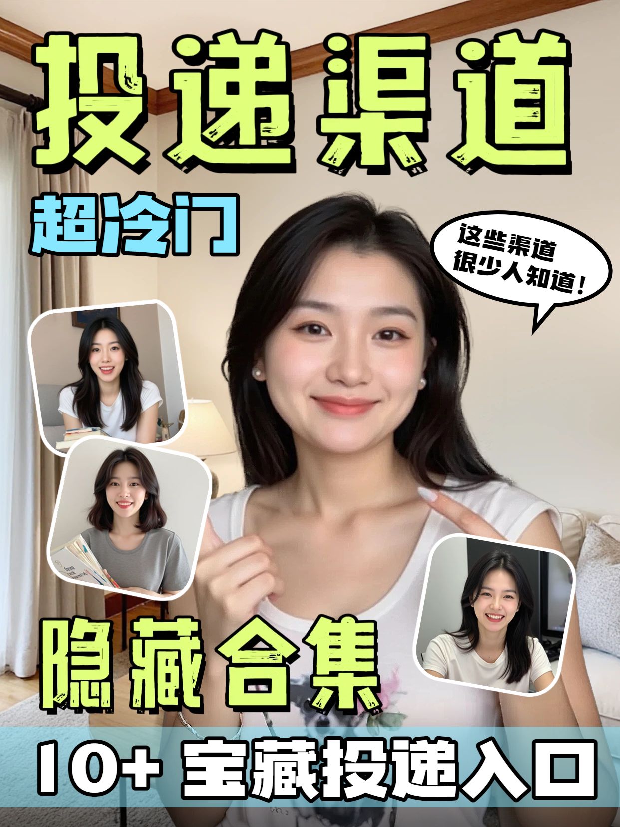 拼贴实景风黄色交流分享几个冷门的投递渠道小红书视频封面