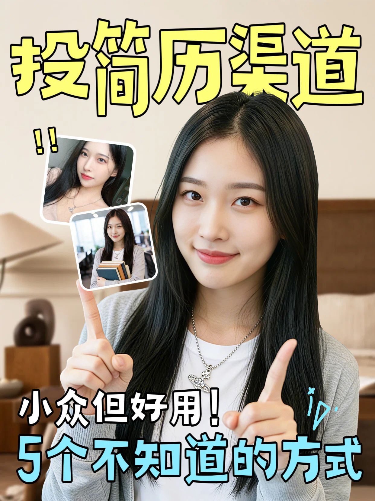 简约拼贴风蓝黄色通用类交流分享简历投递渠道小红书封面