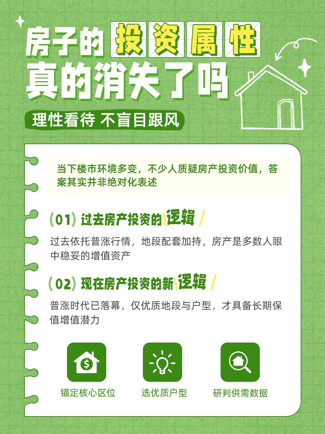 简约时尚风绿色通用类房子的投资属性真的没了吗小红书封面