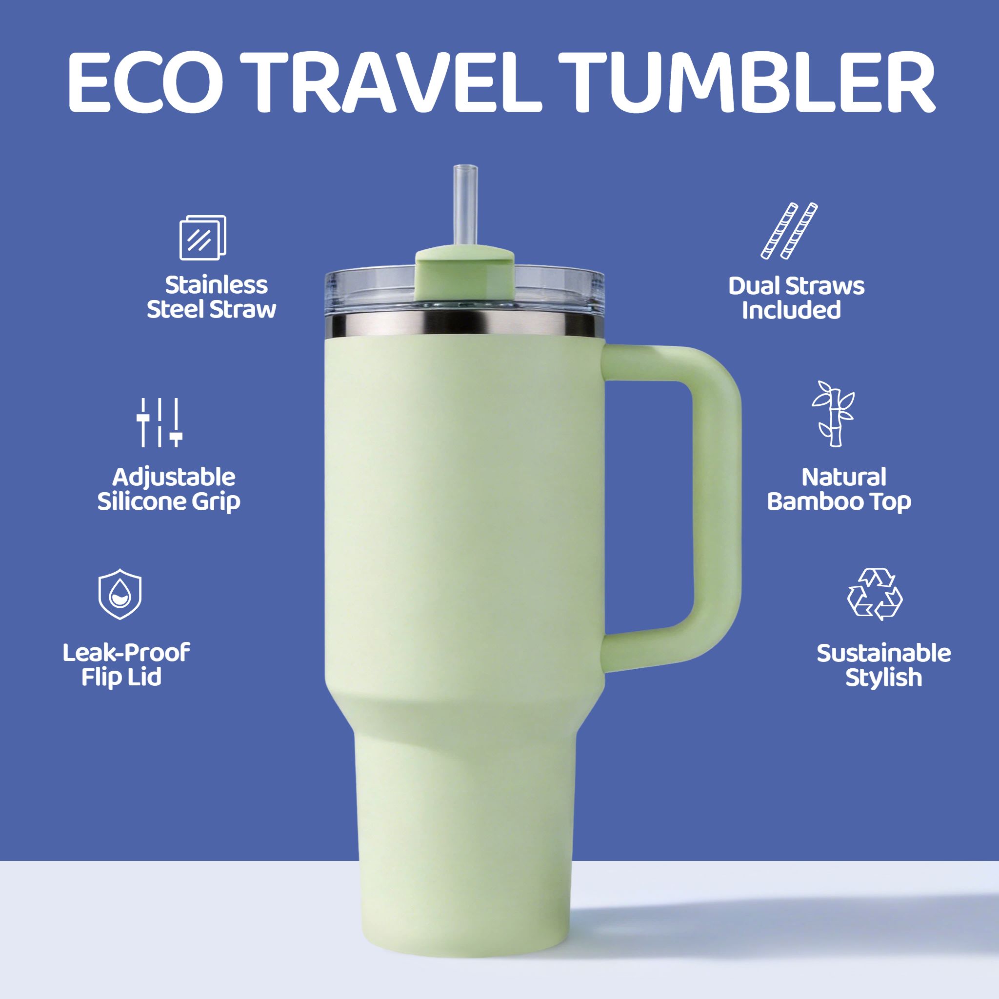 简约风绿色生活百货类家居百货类旅行水杯跨境电商主图