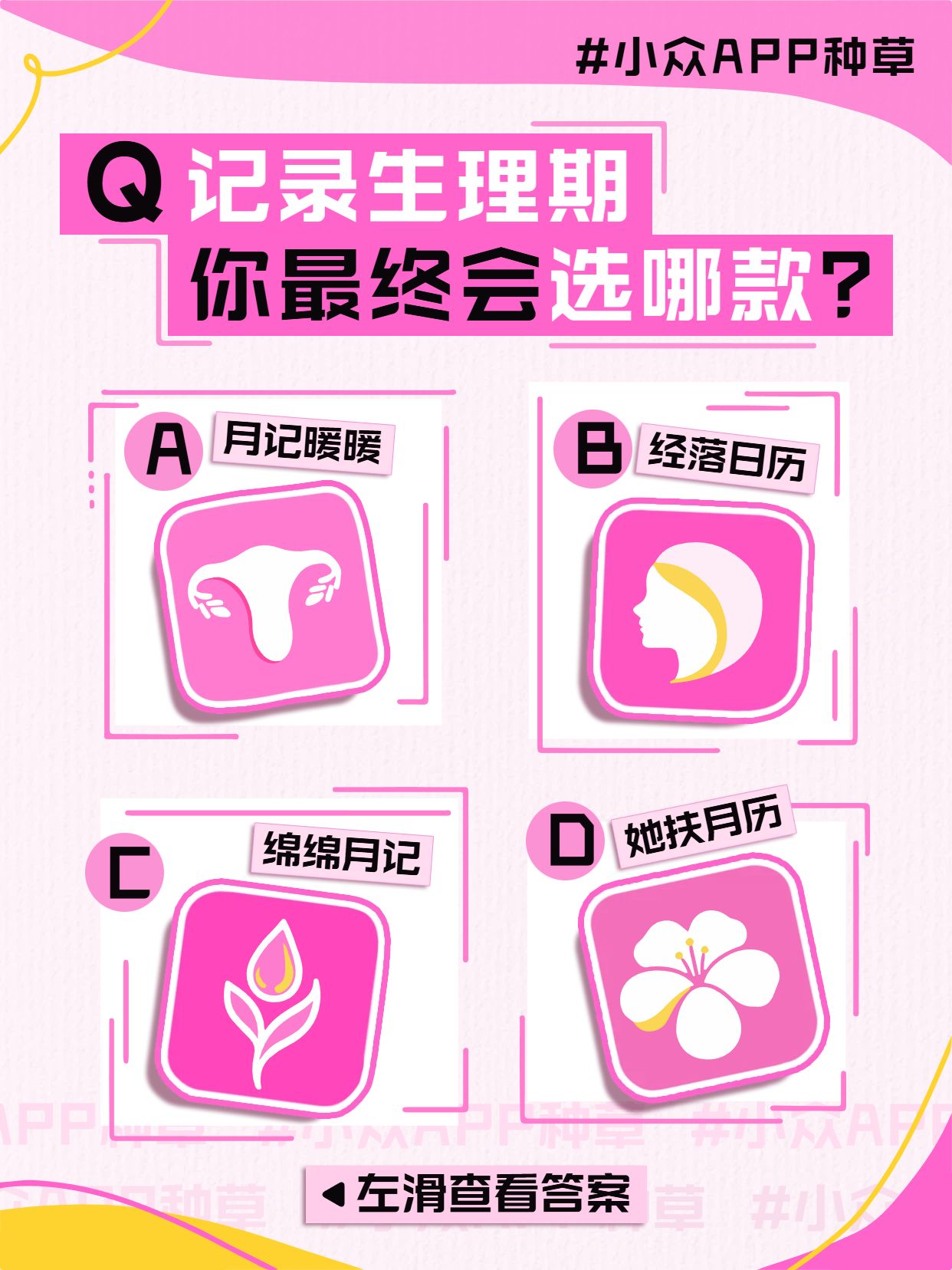 简约时尚风粉色通用类交流分享月经记录软件选哪个小红书封面