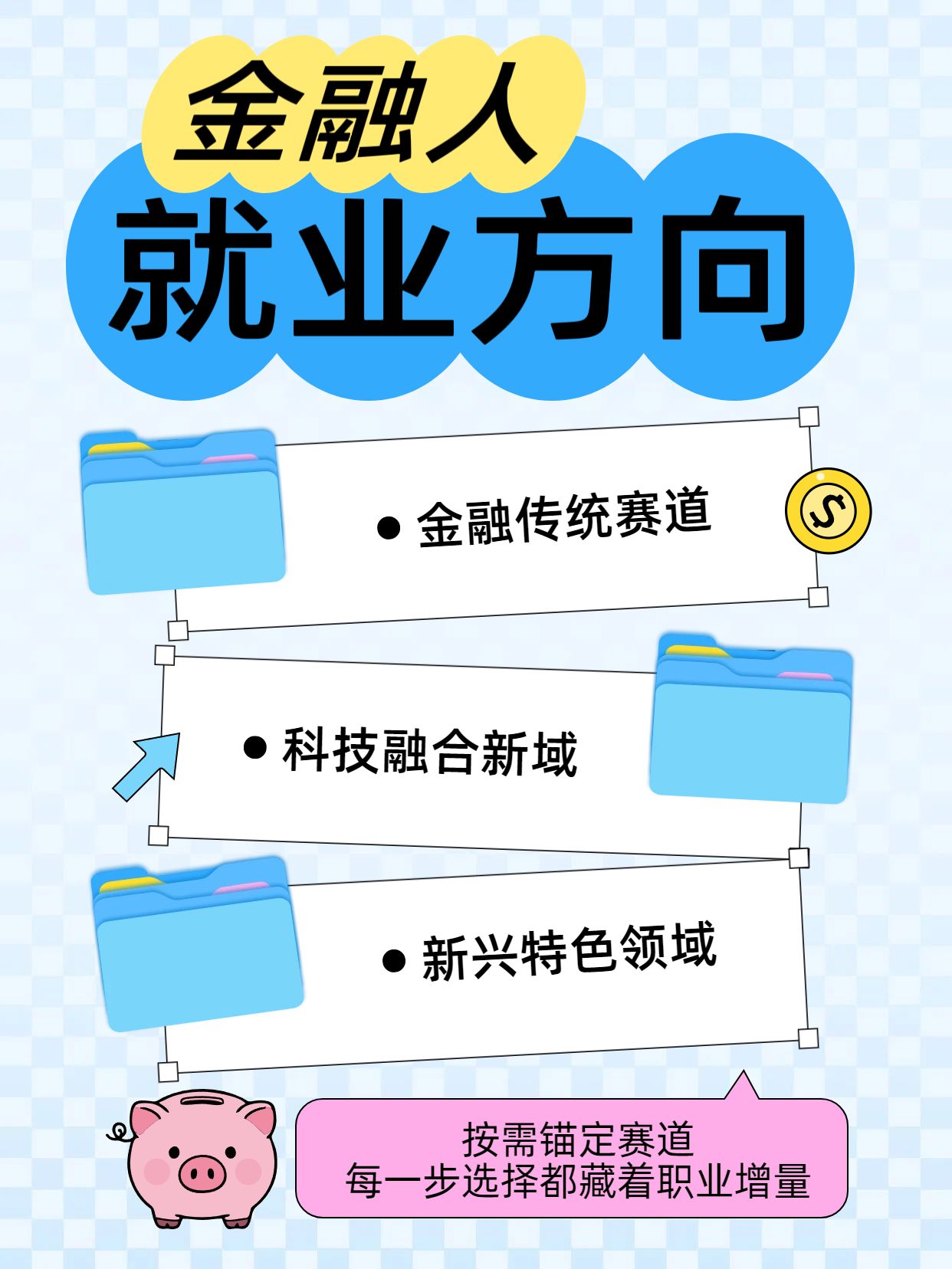 简约卡通风蓝色通用类交流分享金融人可选的就业方向小红书封面