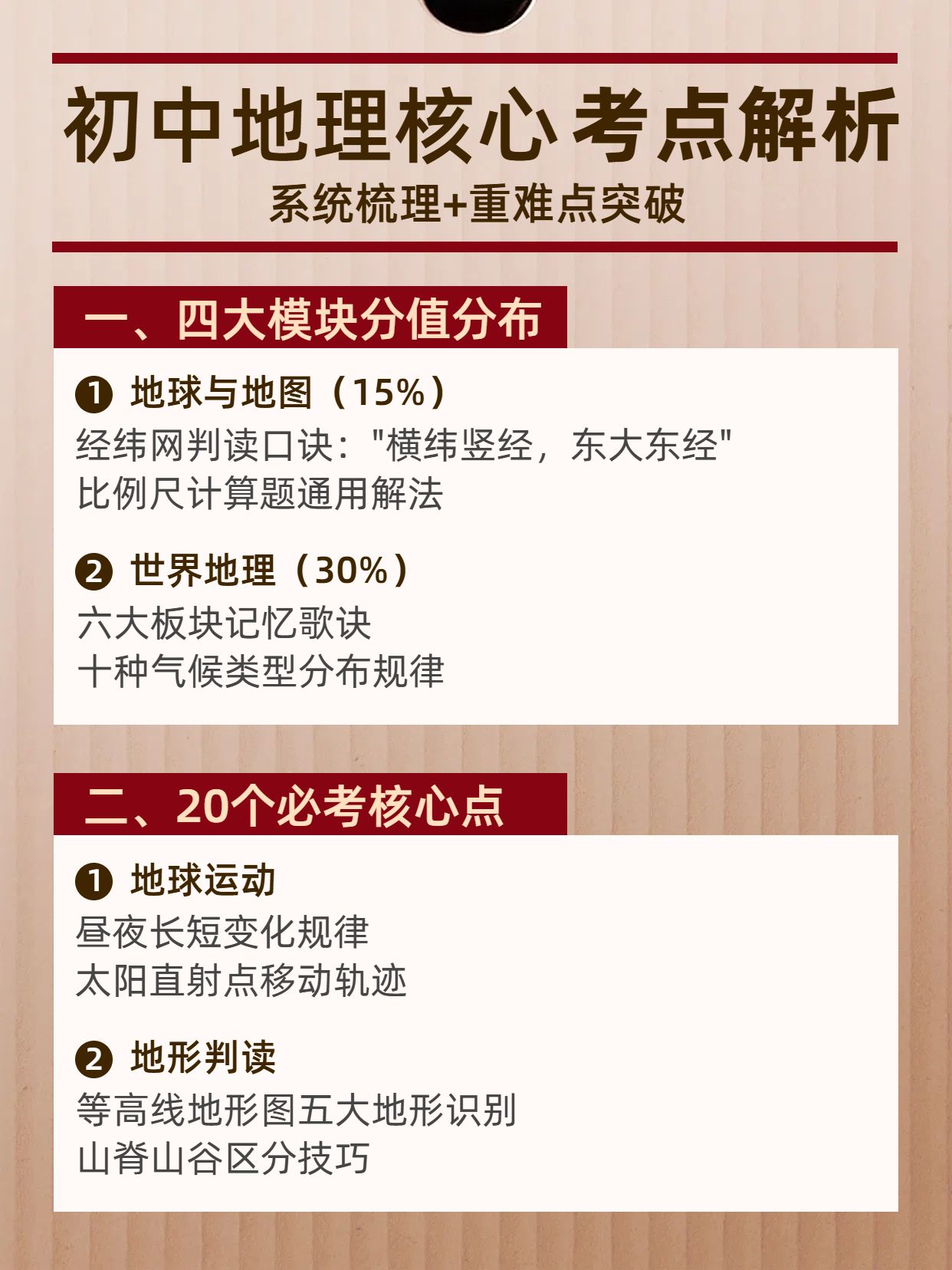 简约实景风黄色瓦楞纸初中地理必考知识点分享小红书内页