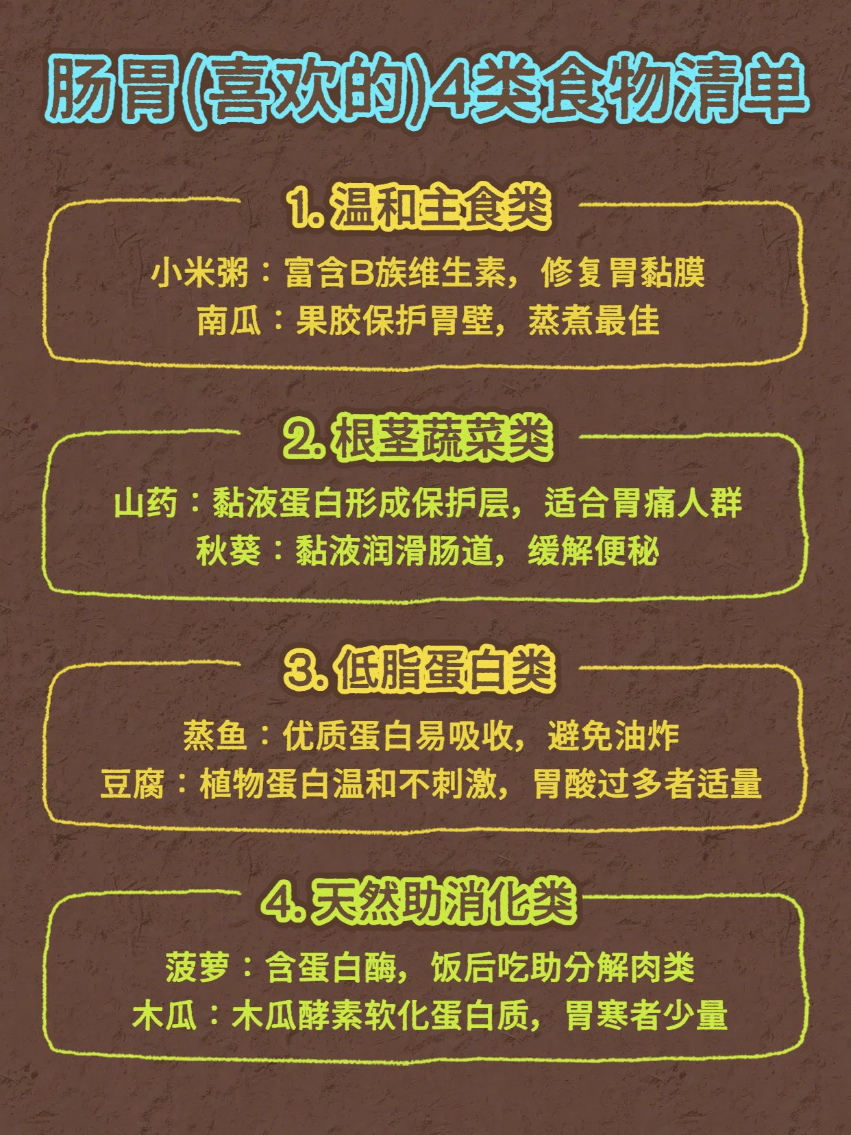 简约风棕色绿色餐饮美食类交流分享吃什么对肠胃好小红书内页