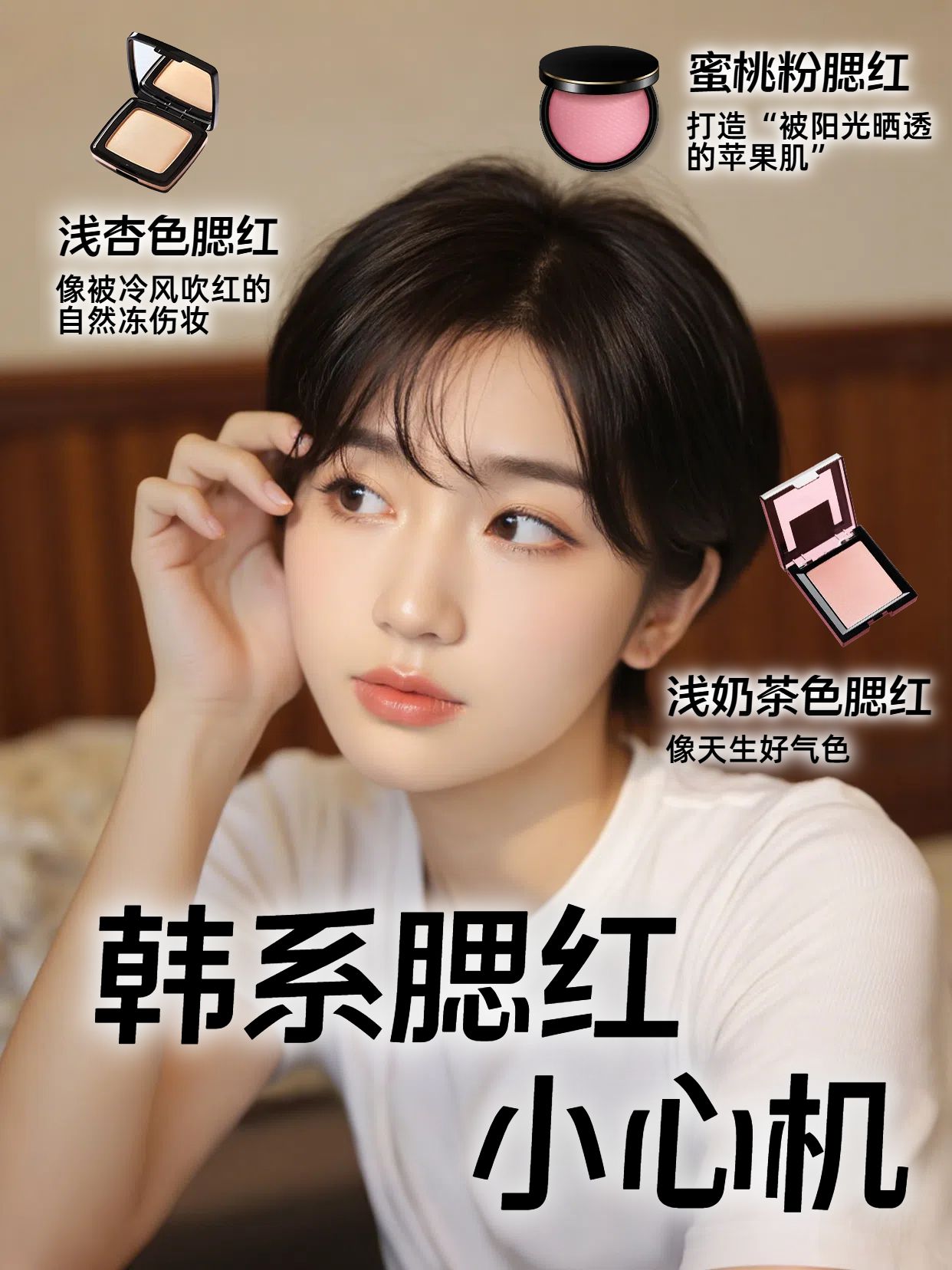 实景风黄色美妆护肤类交流分享韩系腮红分享小红书竖版视频封面