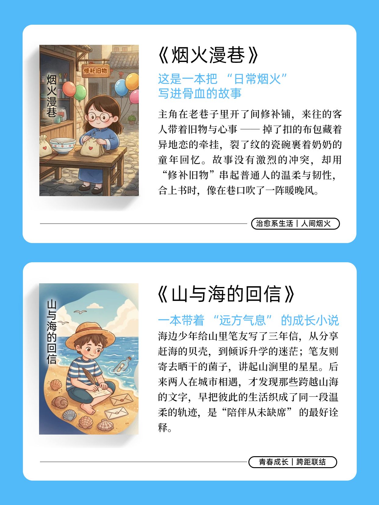 简约卡通风蓝色通用类交流分享我的年度小说总结小红书内页