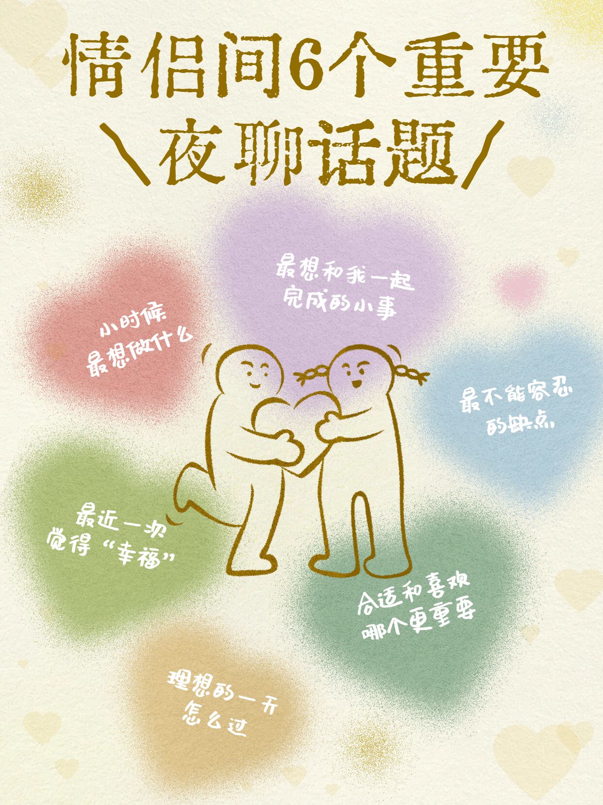简约时尚风黄色交流分享情侣间6个重要的夜聊话题小红书封面