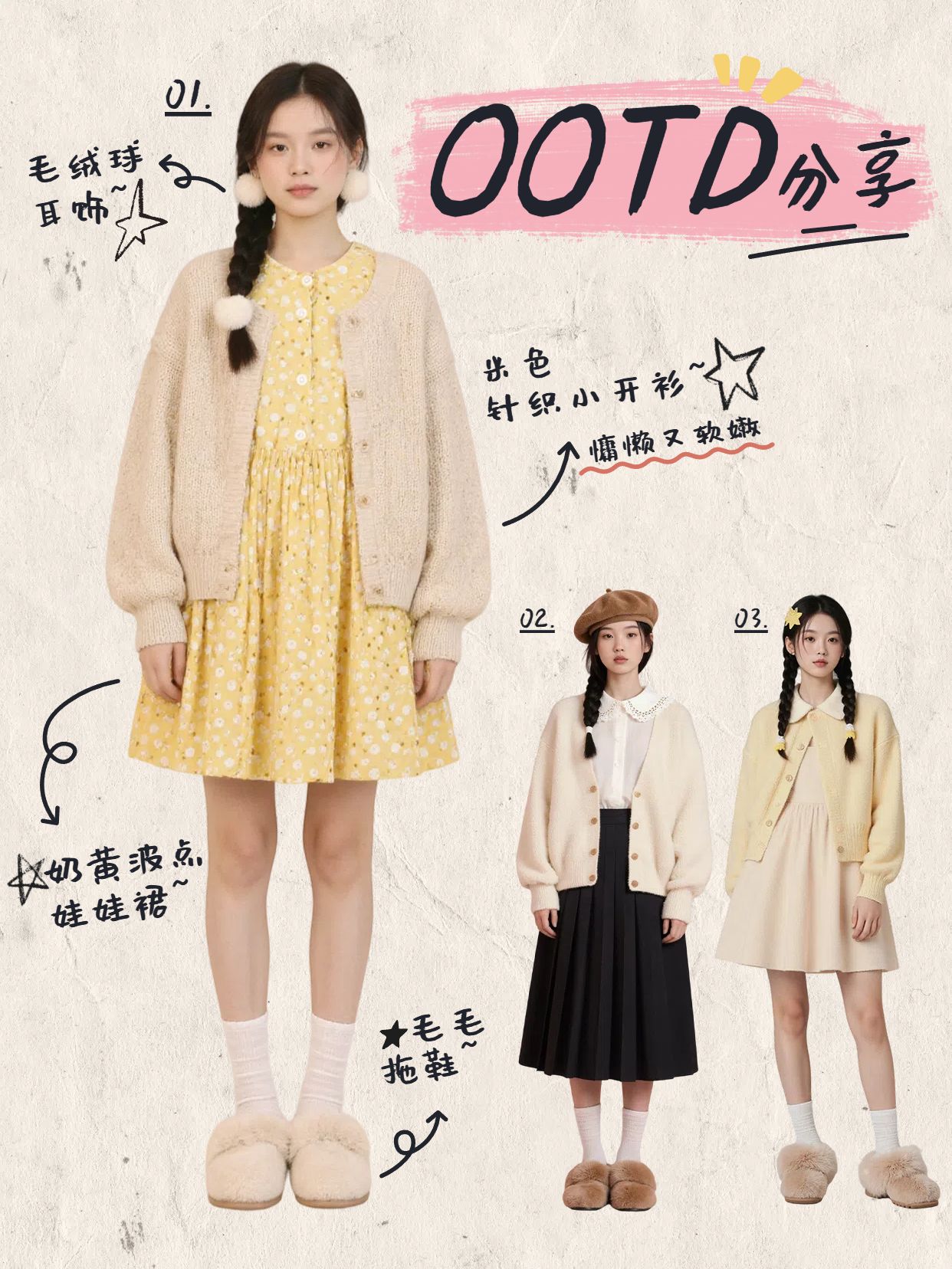 时尚风黄色鞋服箱包类亚萌感穿搭分享小红书竖版视频封面