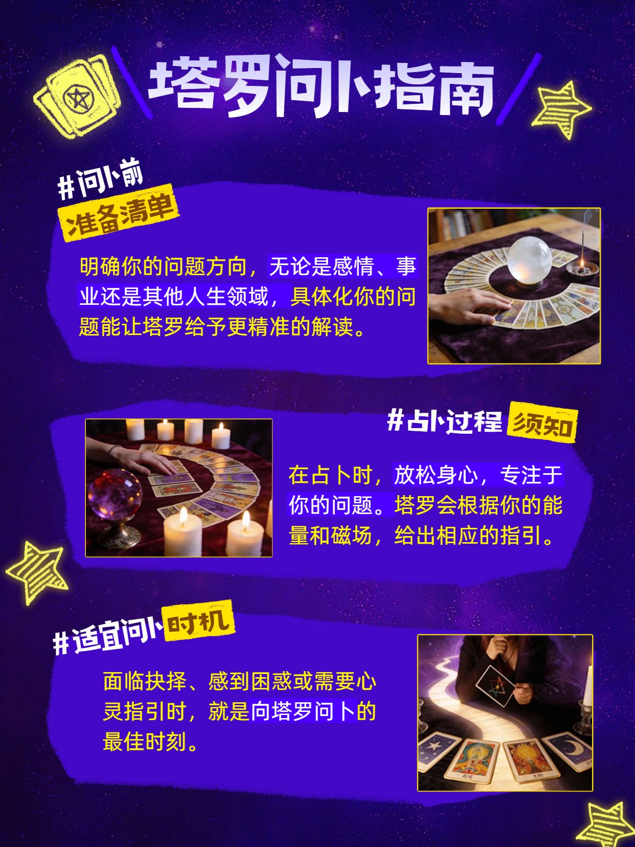 拼贴时尚风紫色交流分享塔罗占卜怎么问小红书封面