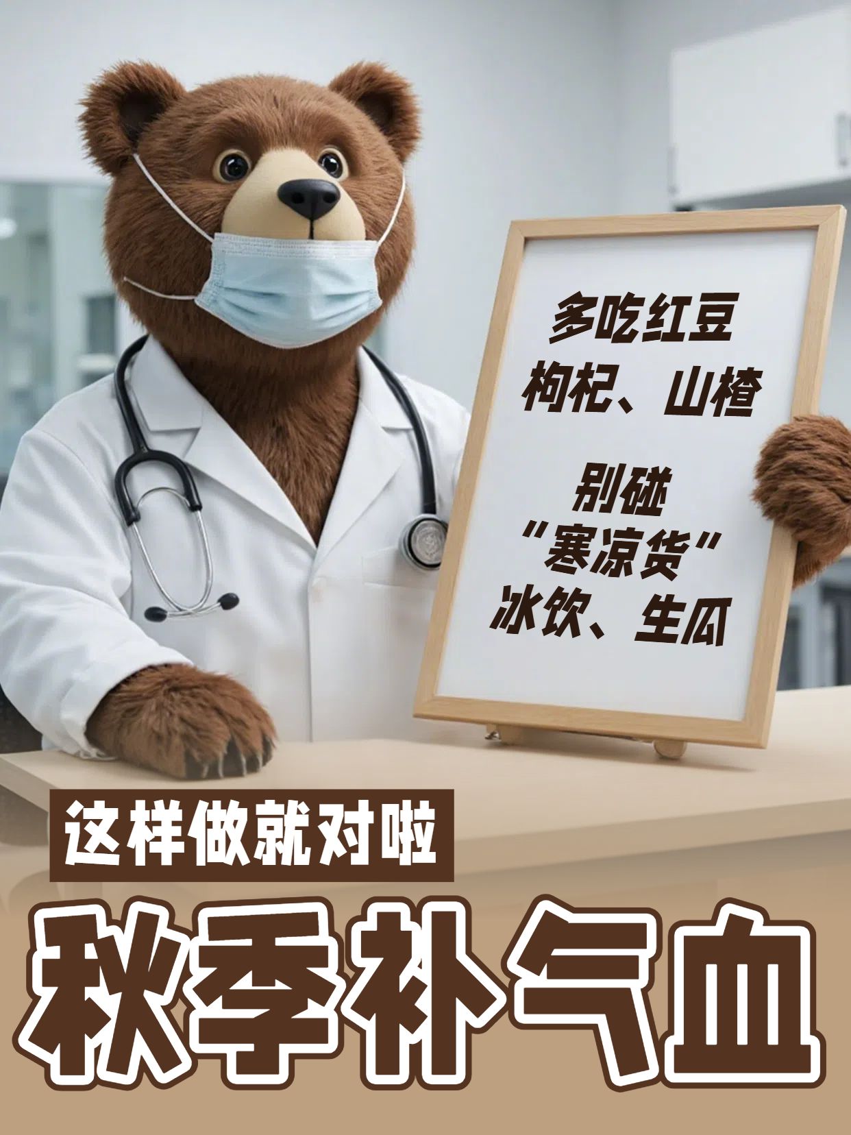 实景风棕色医疗保健类交流分享秋季怎么补气血小红书封面