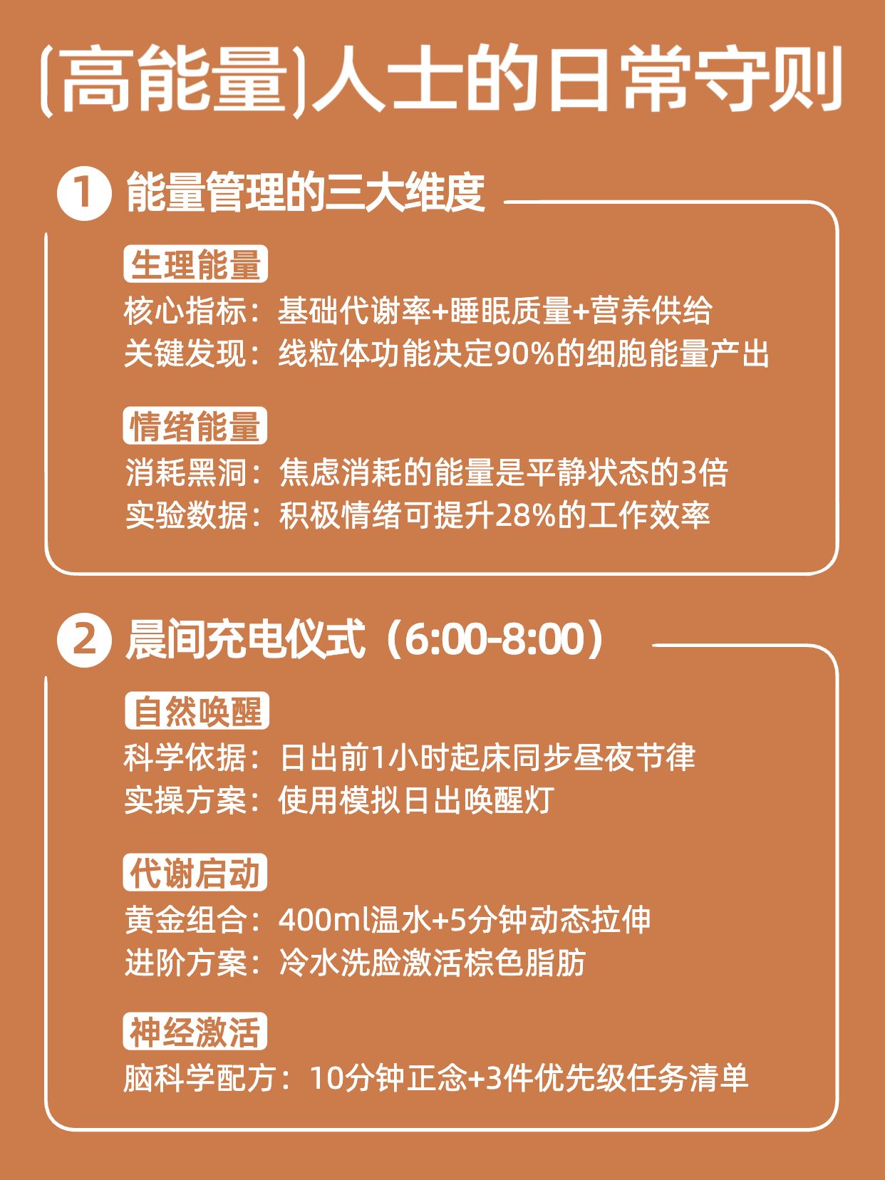 简约风橙色通用类交流分享如何保持高能量小红书内页