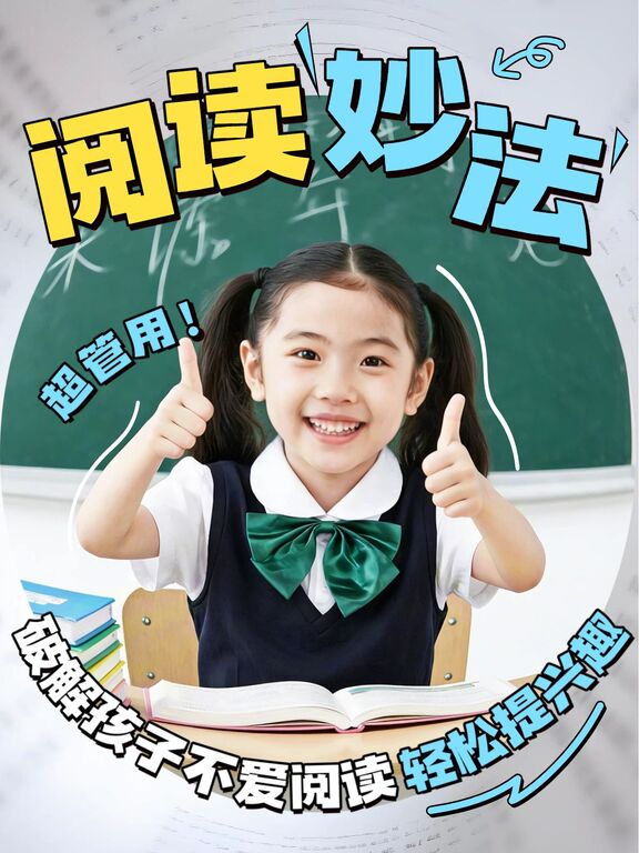 实景风蓝色教育培训类交流一招解决孩子阅读难题小红书视频封面
