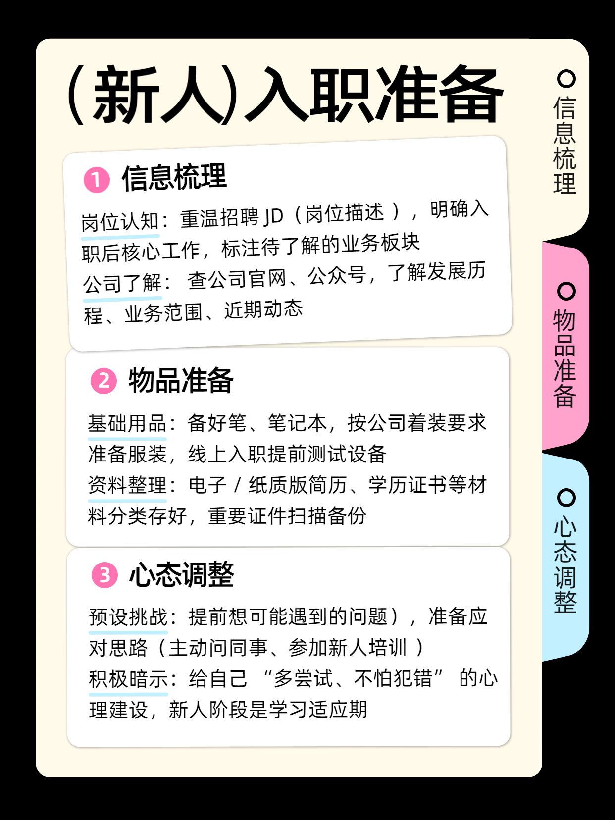 简约时尚风黄色交流分享新人入职要做哪些准备小红书内页