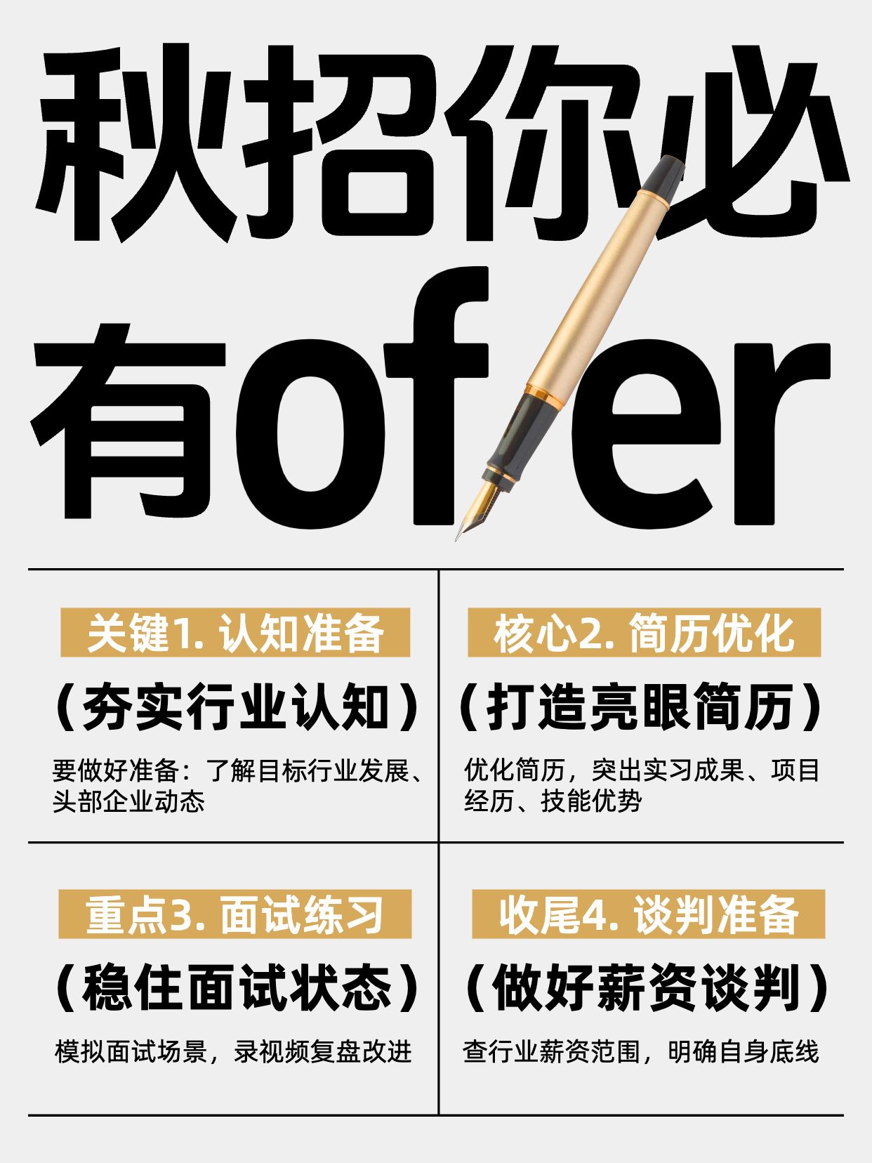 简约大字风黑色橙色交流分享你秋招不会0offer的小红书封面