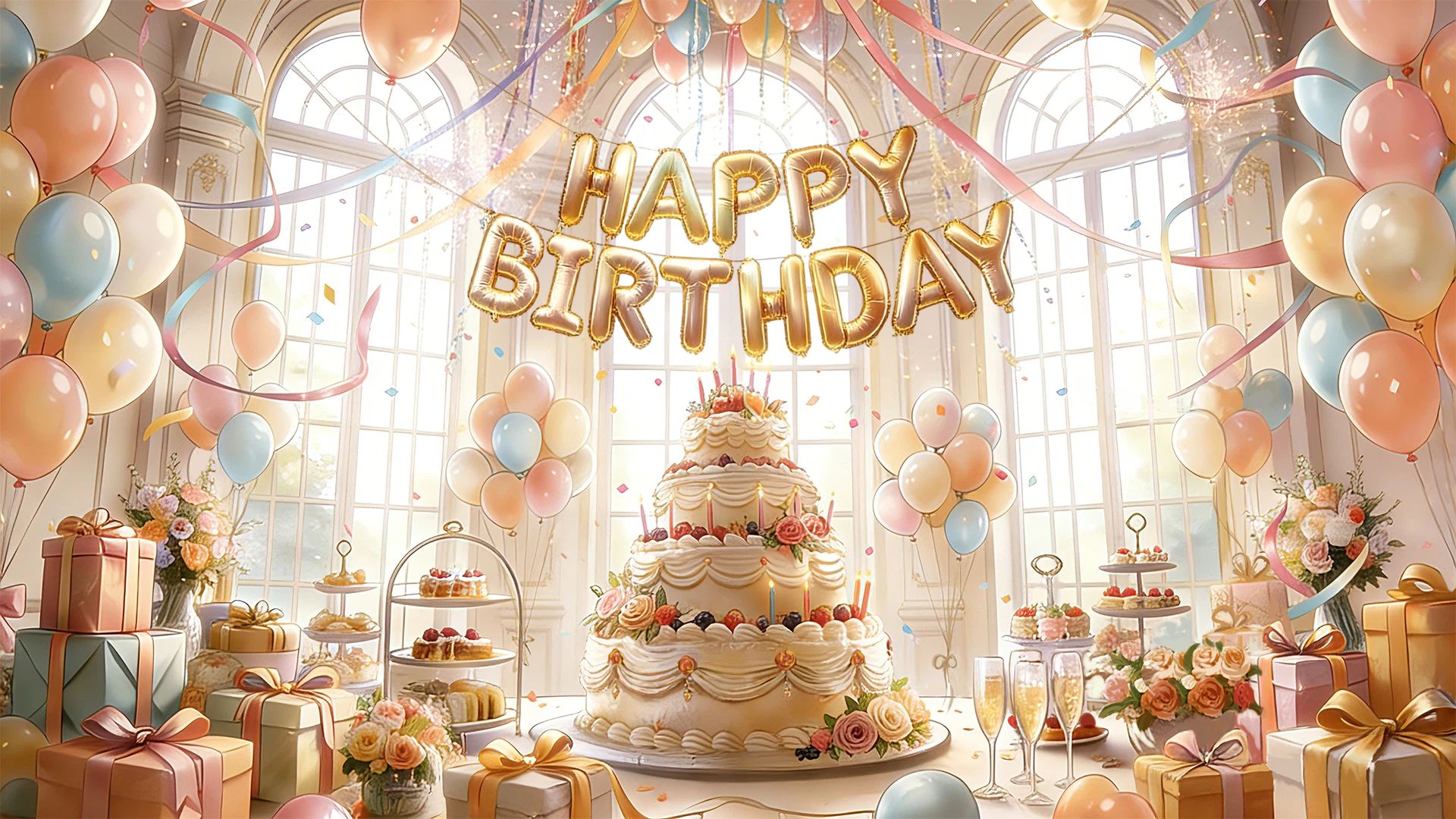 实景风黄色通用类生日祝福横版海报