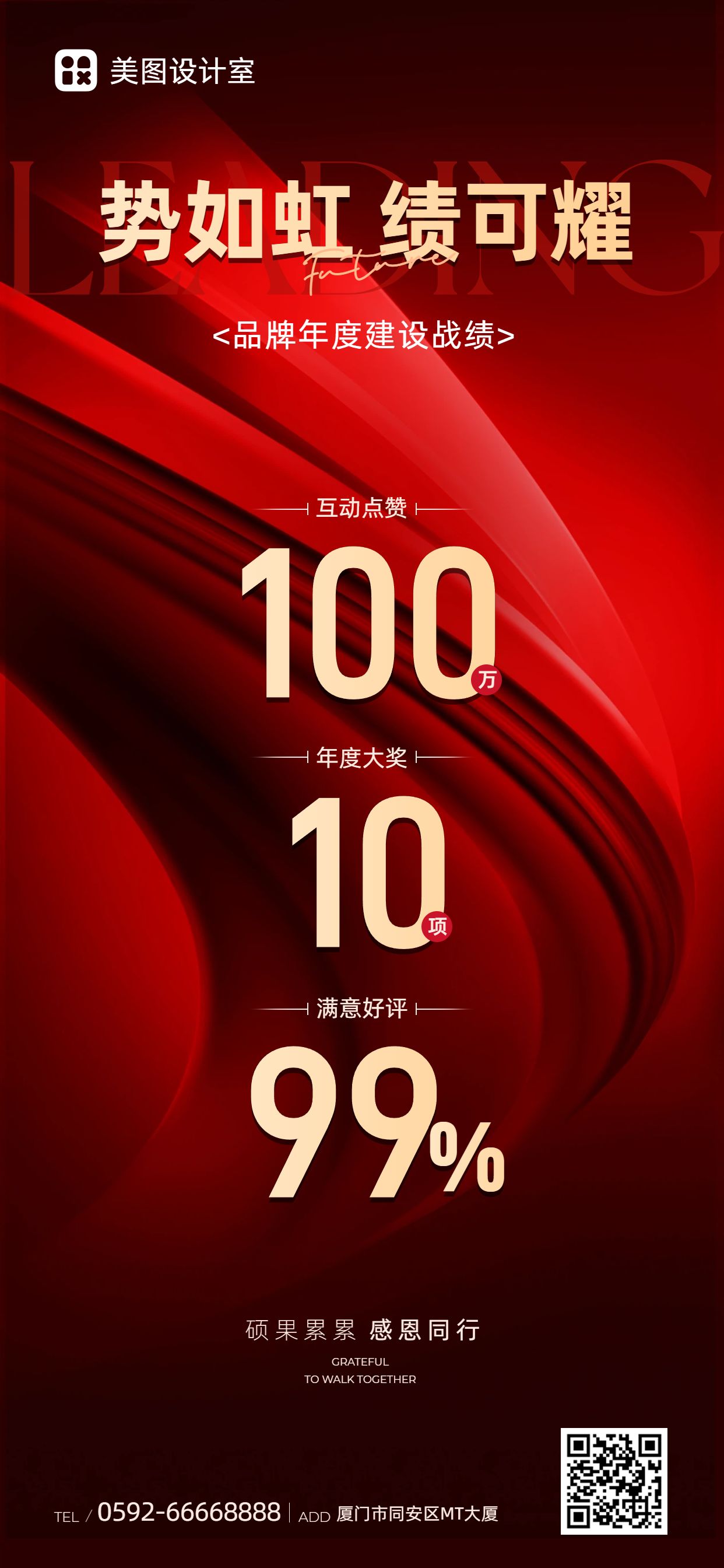 商务风黑红色通用类年会喜报表彰手机全屏海报