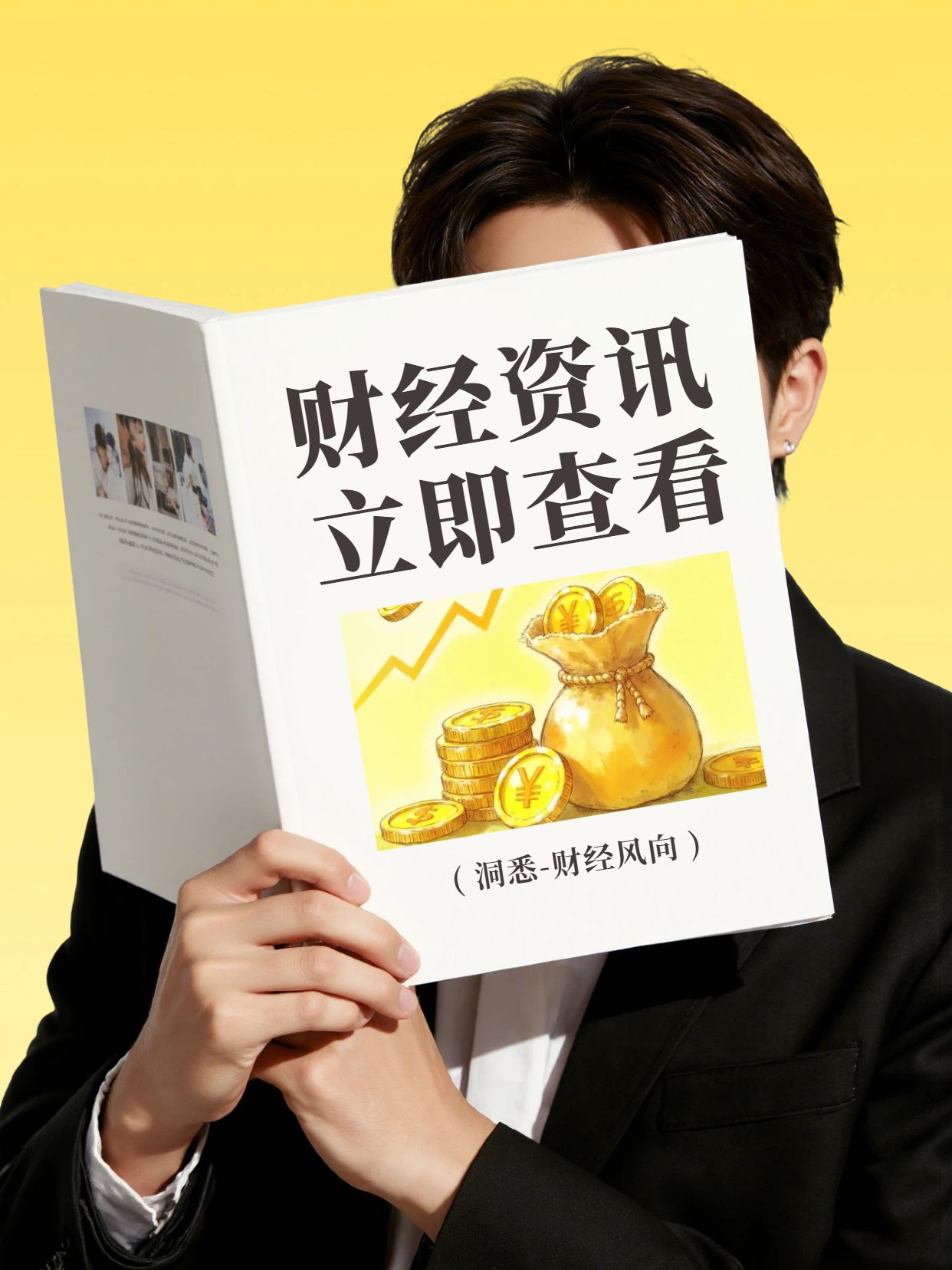 实景风黄色金融保险类交流分享财经热点小红书封面