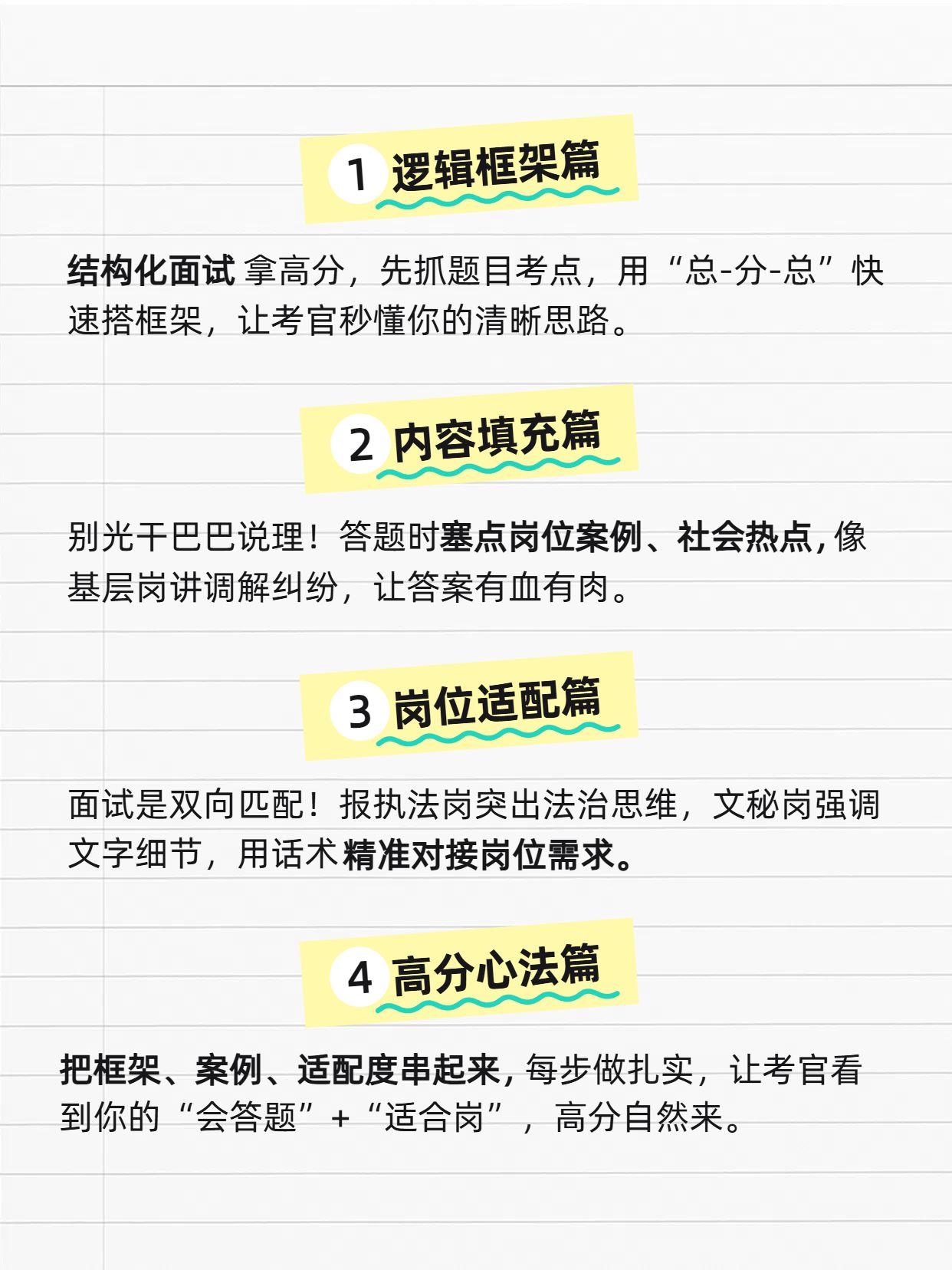简约时尚风黄白色交流分享结构化面试高分秘籍小红书内页