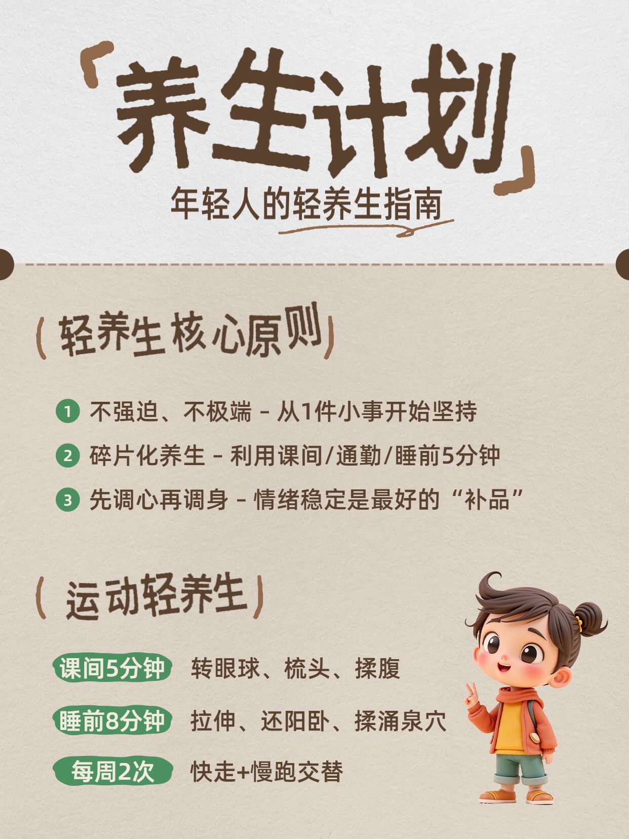 简约3D风棕灰色医疗保健类交流分享大学生轻养生小红书封面