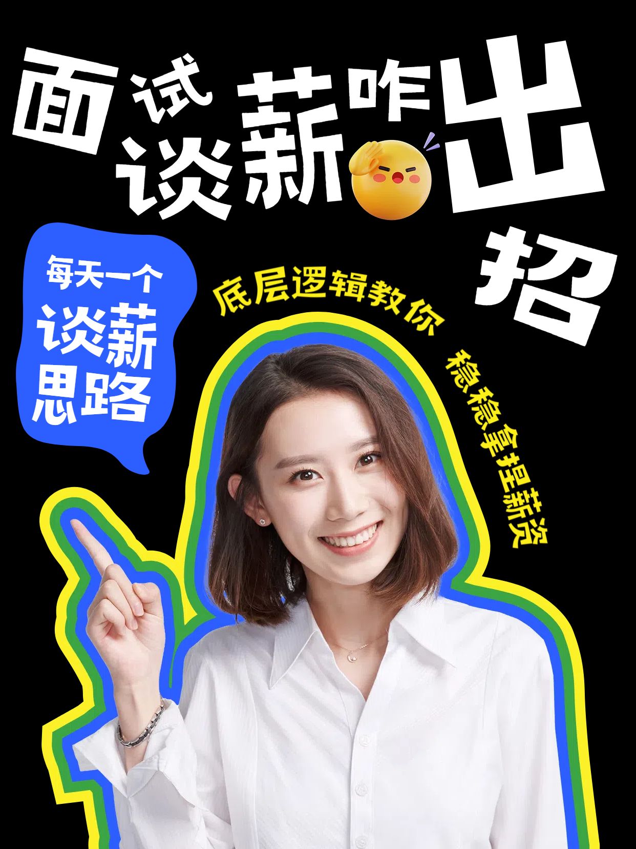 时尚拼贴风黑白色交流分享面试如何谈薪小红书竖版视频封面