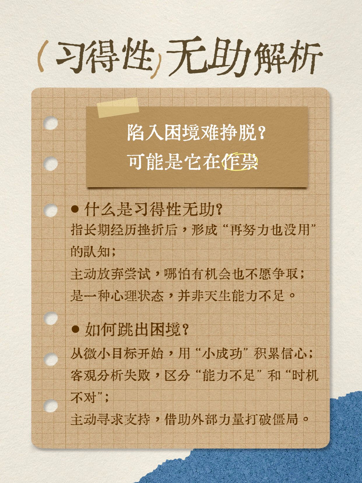 简约时尚风橙色通用类交流分享习得性无助是什么小红书封面