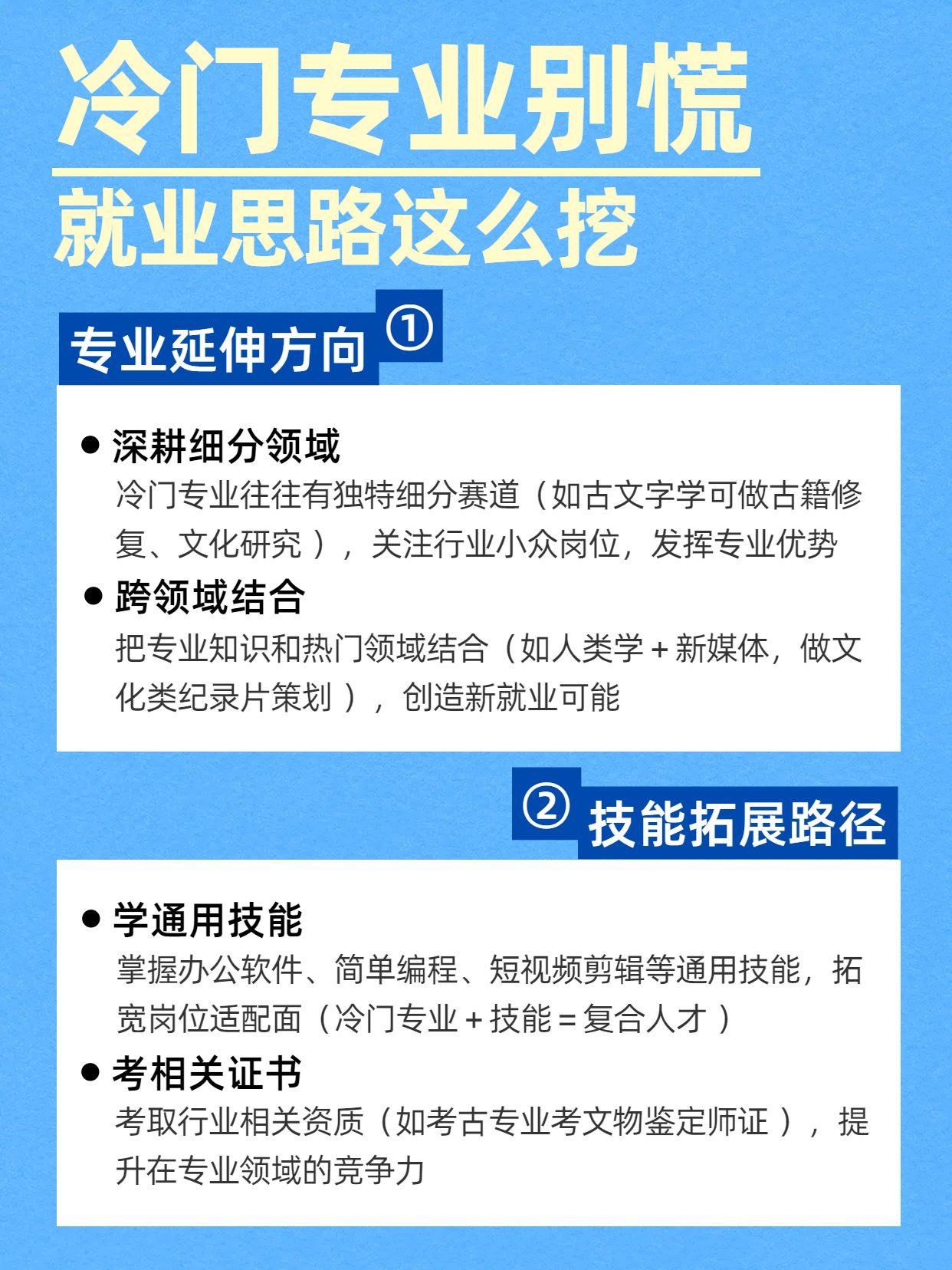 简约风蓝白色通用类交流分享冷门专业就业思路分享小红书封面