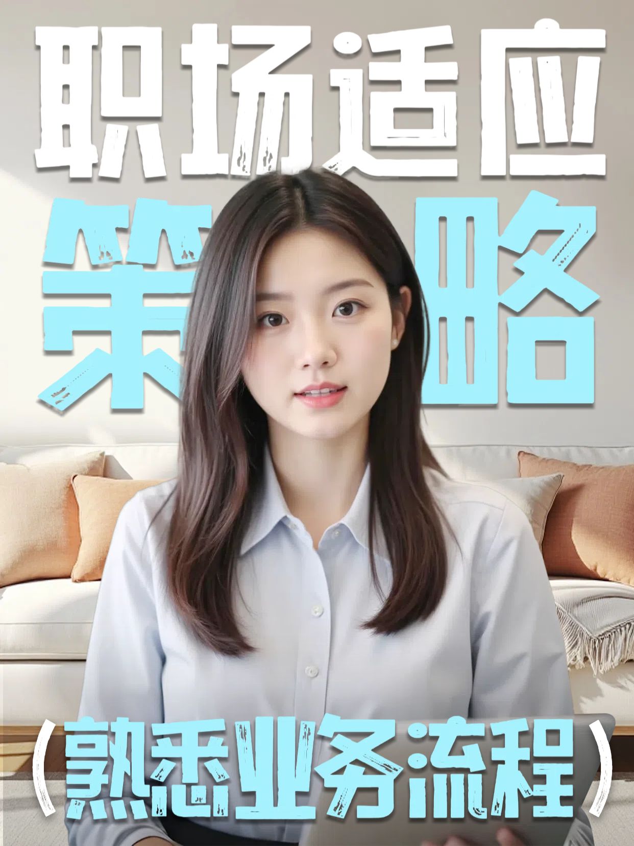 实景风蓝色交流分享职场适应期应对策略小红书竖版视频封面