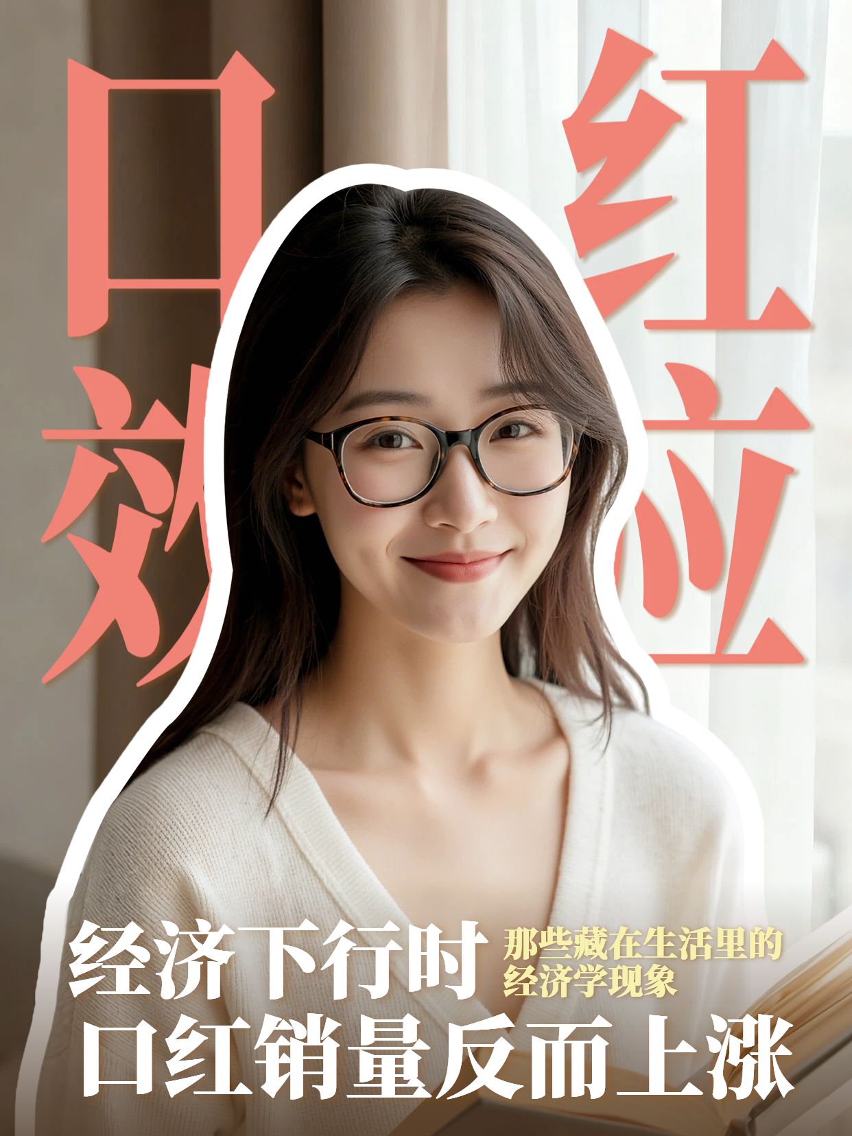 拼贴实景风黄棕色通用类交流分享口红效应小红书视频封面