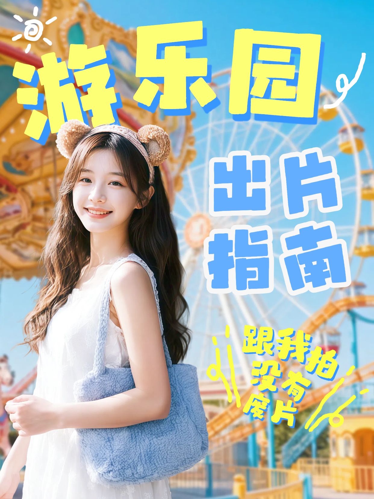 简约实景风休闲娱乐类橙色旅行打卡游乐园必玩项目小红书封面