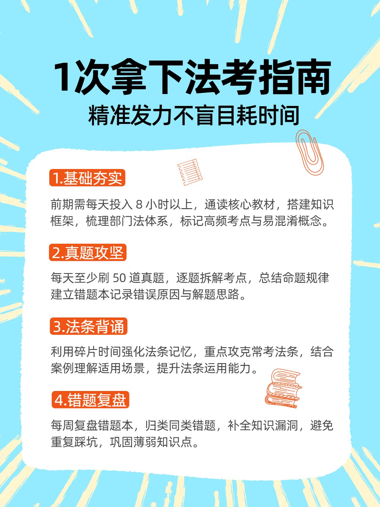 简约卡通风蓝色交流分享1次拿下法考的备考强度小红书内页