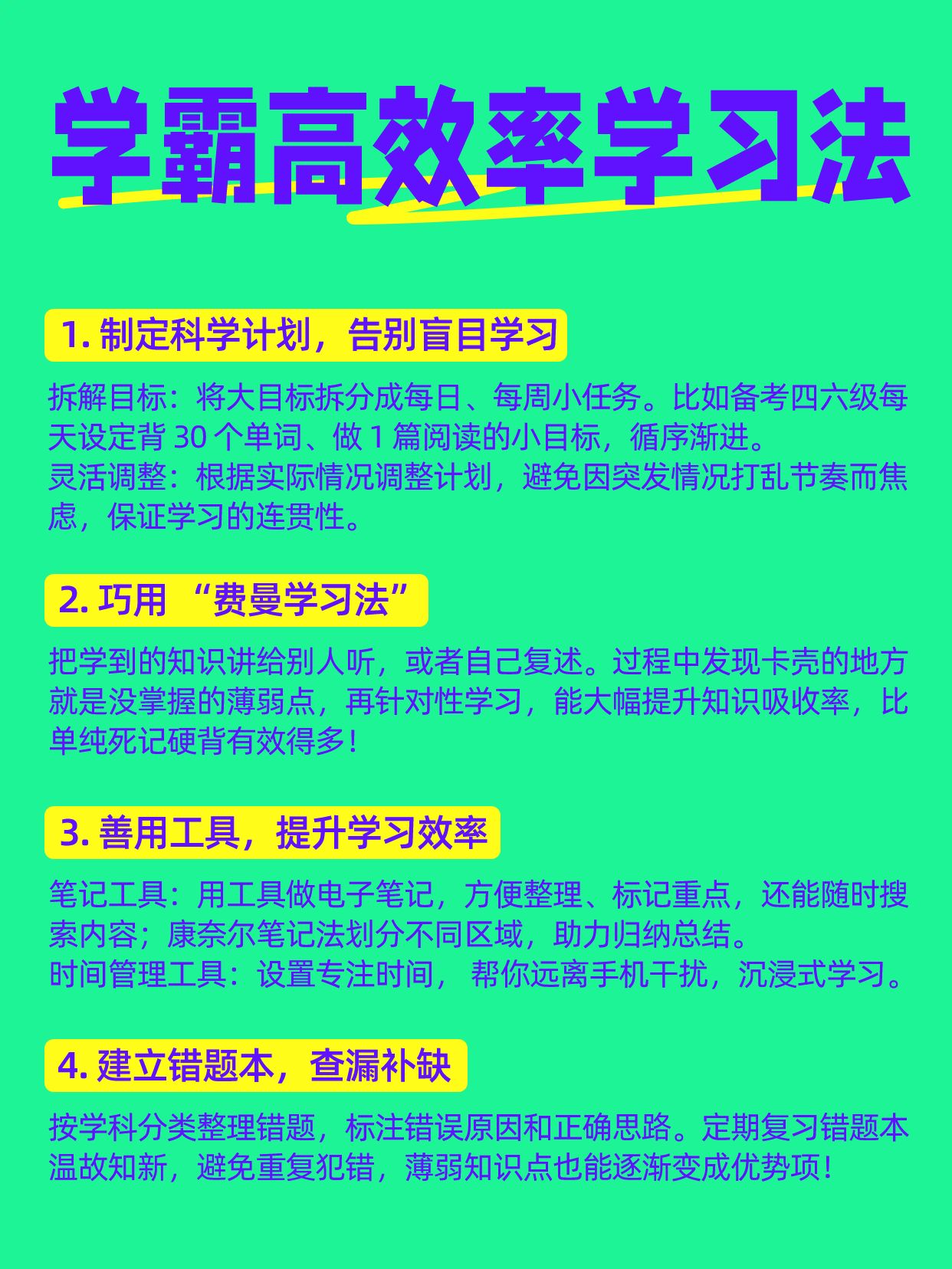 简约风蓝绿色通用类冲突且明亮学霸必备学习方法分享小红书内页