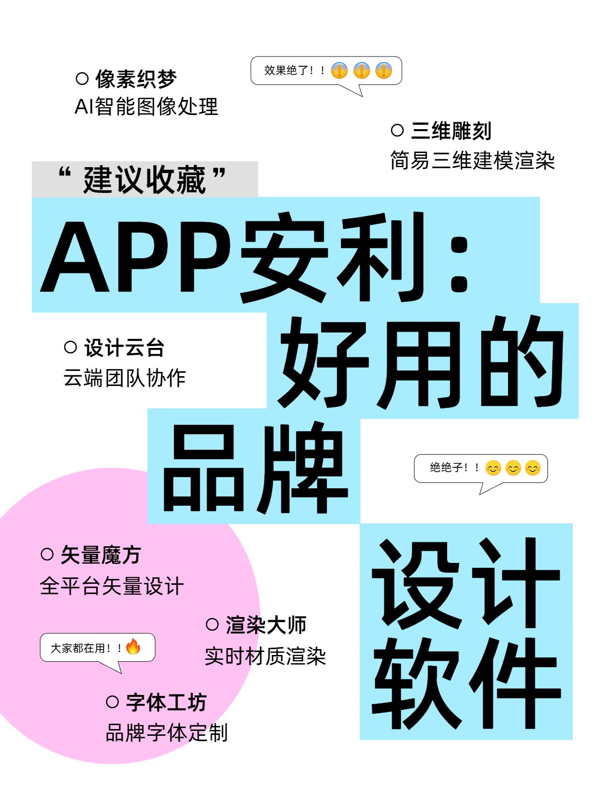 简约大字风蓝白色通用类交流分享好用的品牌设计软件小红书封面