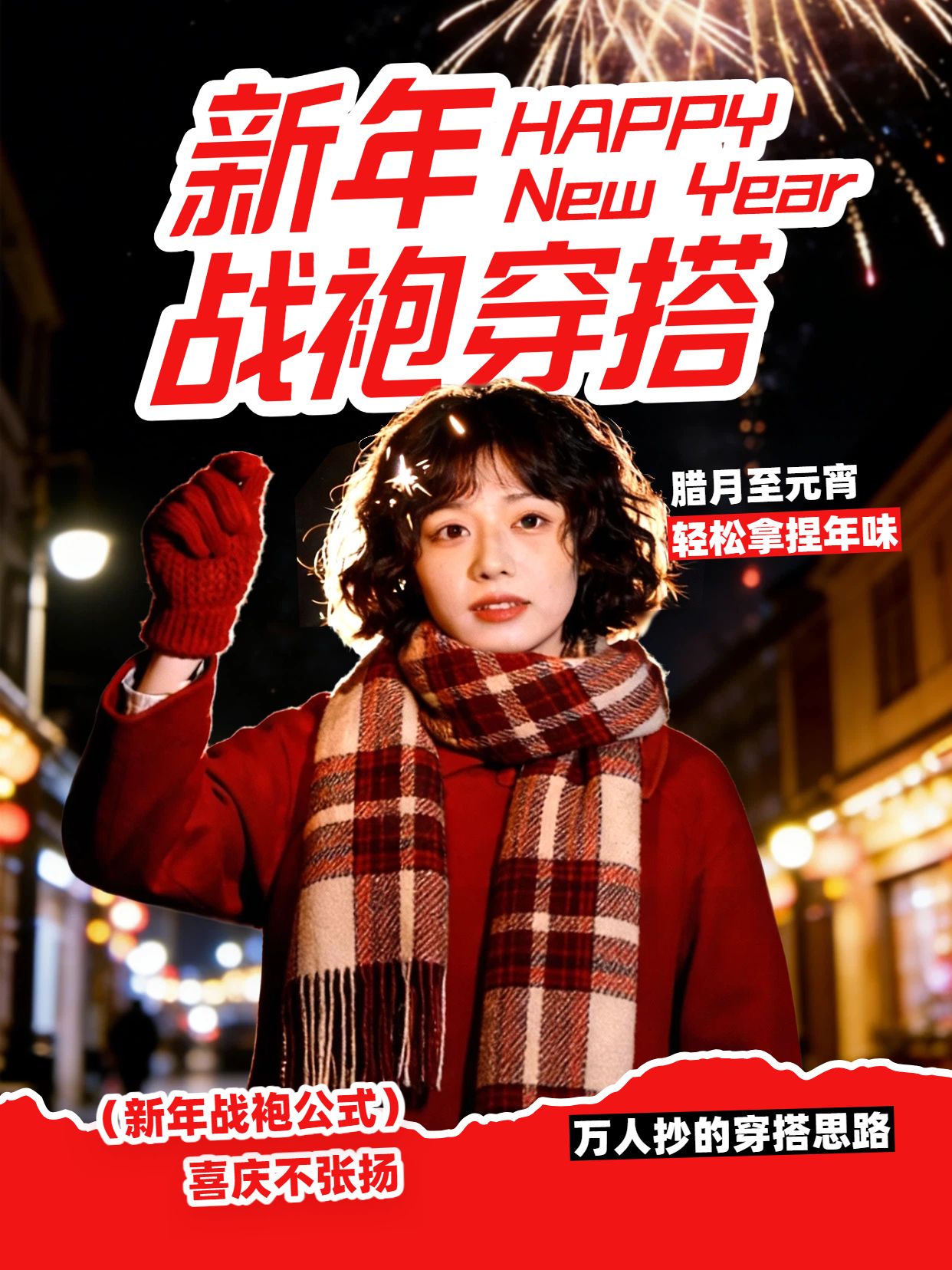 实景风红色鞋服箱包类交流分享新年战袍穿搭小红书封面