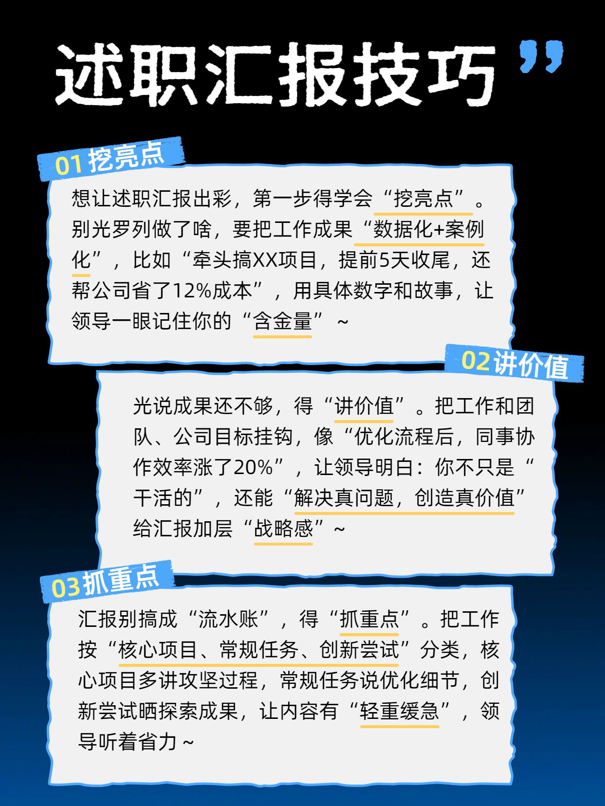 简约时尚风黑白色交流分享如何做好述职汇报小红书内页